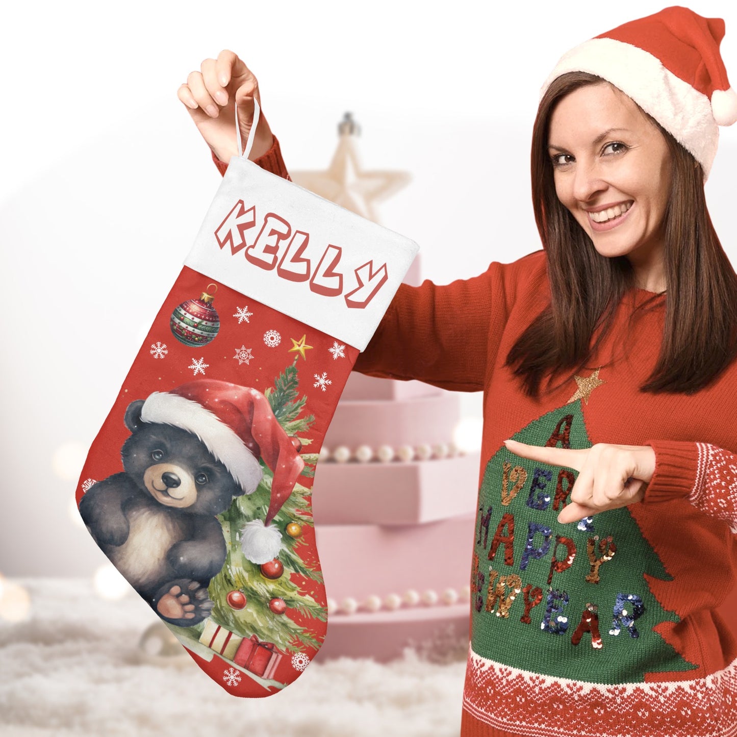 Christmas Black Brea Christmas Stocking Custom Name Santa Socks Gift