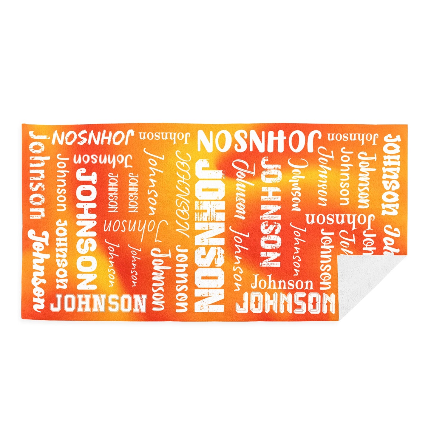 Orange Beach Towel Custom Cotton/Poly Blend Pool Towel - Blue - Personalize with Your Name - Standard Size