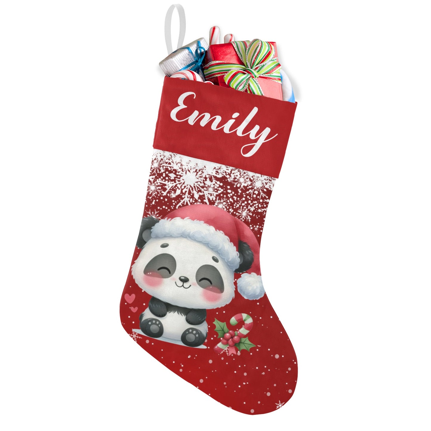 Panda Christmas Stocking Custom Name Christmas Socks Gift
