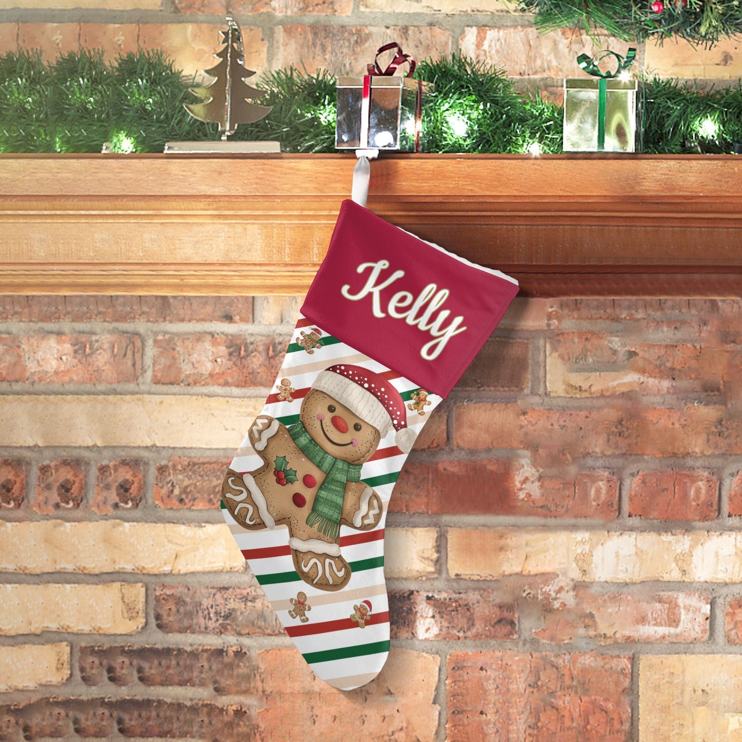 Snow Christmas Stocking Custom Name Santa Socks Gift