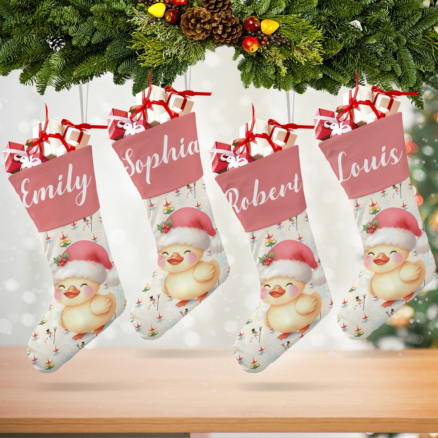 Christmas Duck Christmas Stocking Custom Name Christmas Socks Gift