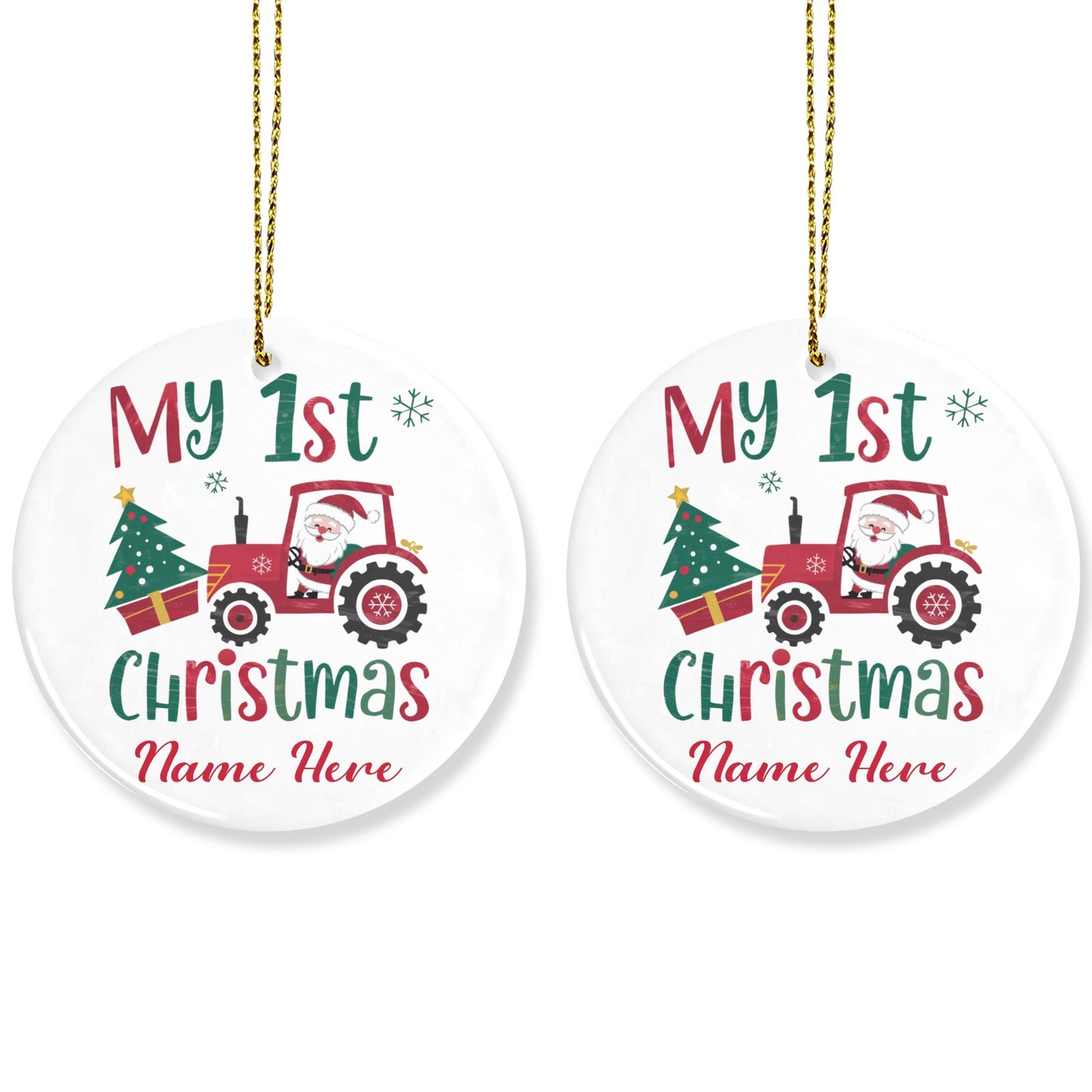 1st Christmas Christmas Ornaments Custom Name Santa Gift