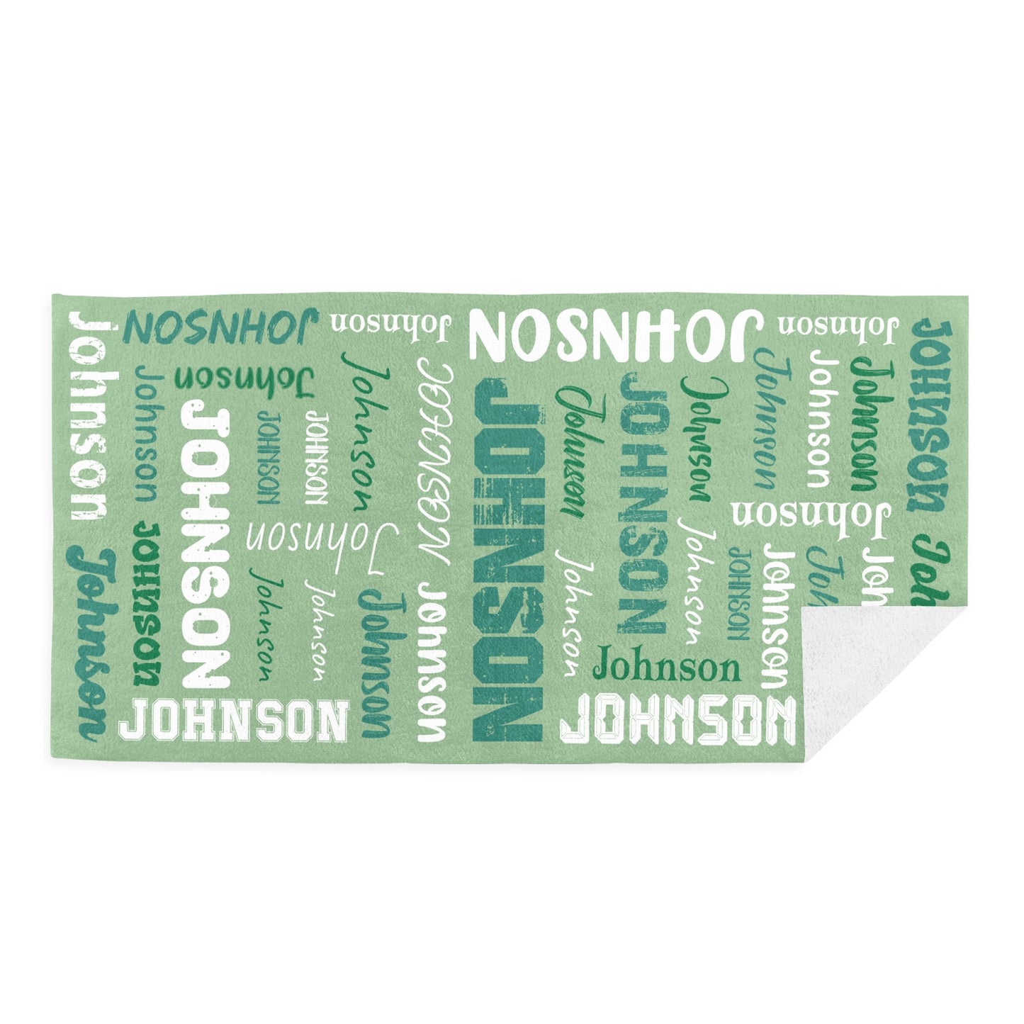Green Beach Towel Custom Cotton/Poly Blend Pool Towel - Blue - Personalize with Your Name - Standard Size