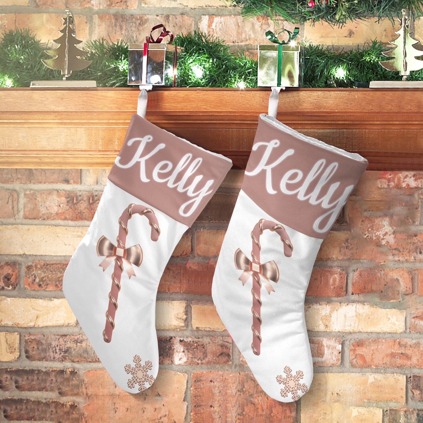 Bow Christmas Stocking Custom Name Santa Socks Gift