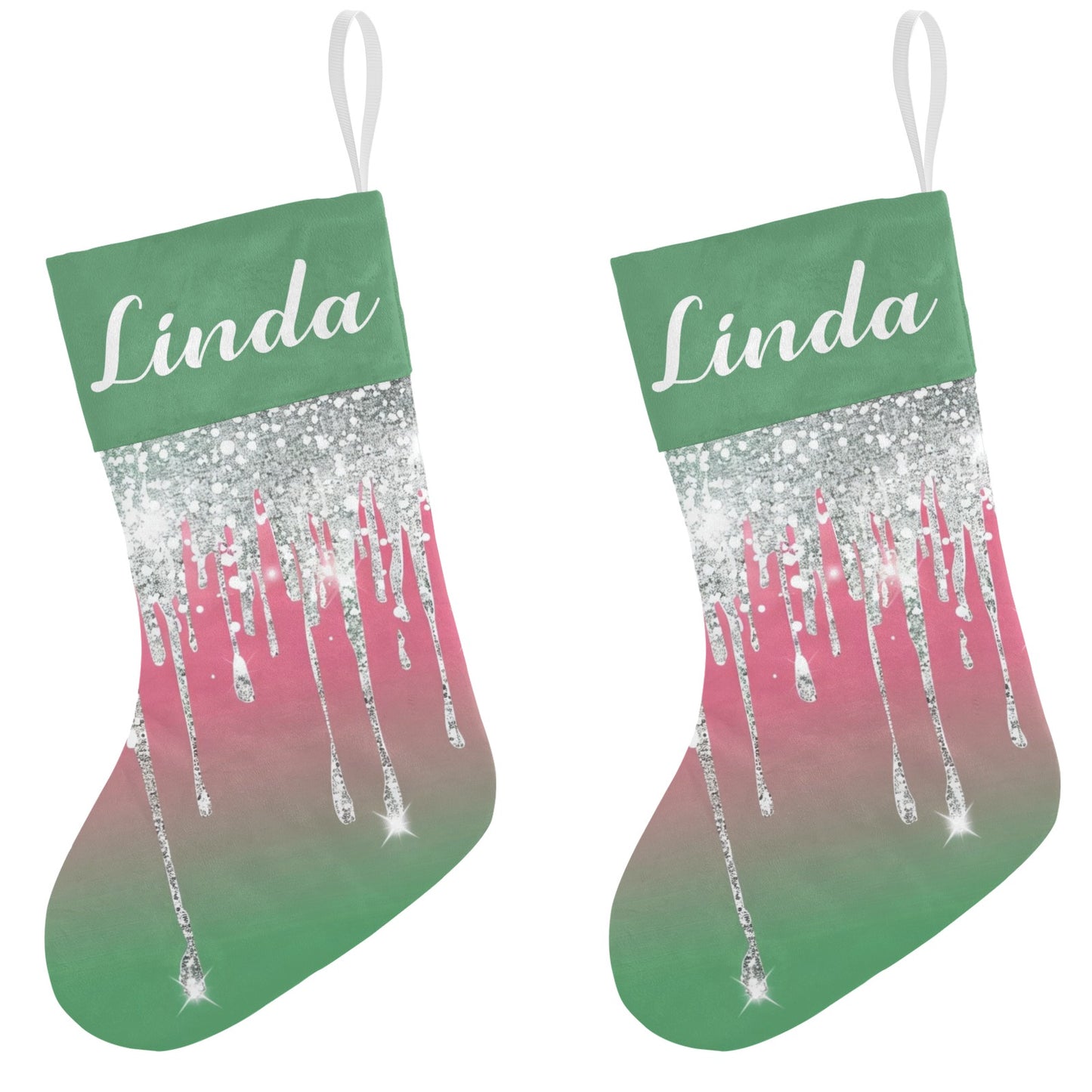 Green Christmas Stocking Custom Name Christmas Socks Gift
