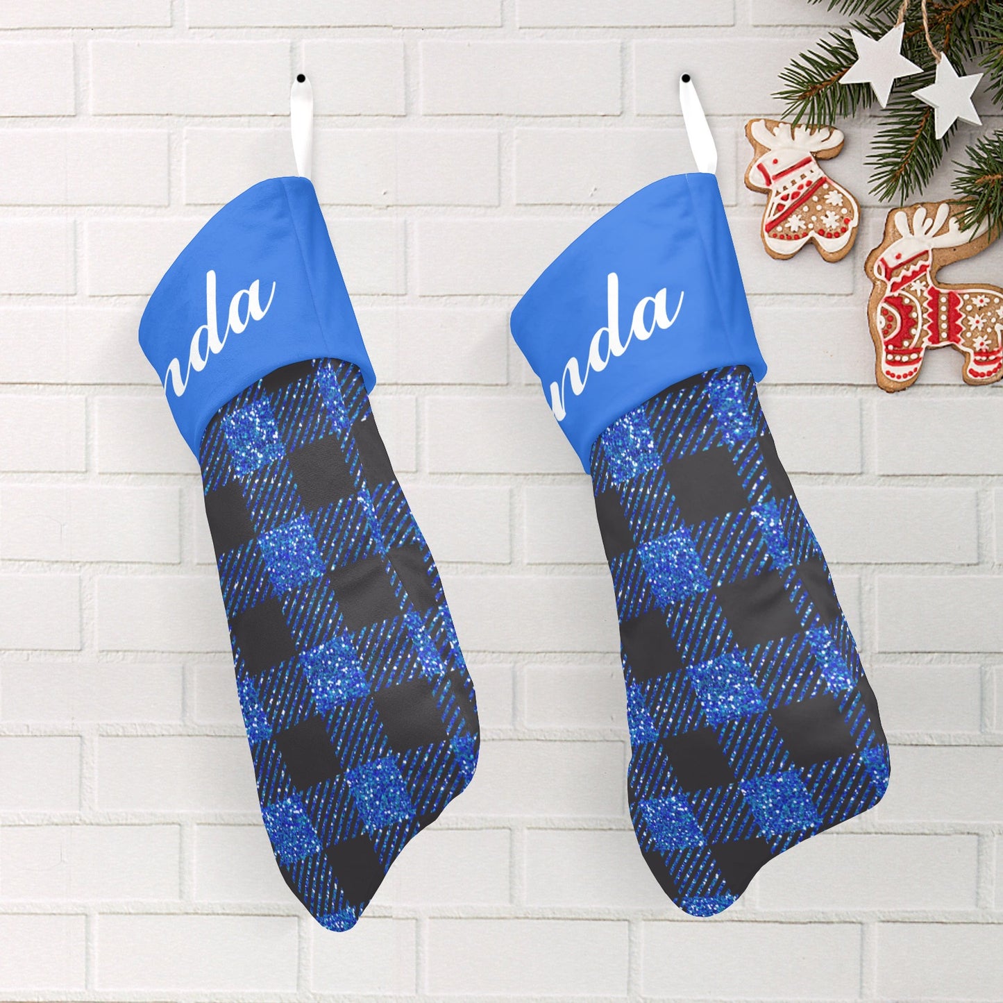 Blue Buffalo Bling Christmas Stocking Custom Name Christmas Socks Gift