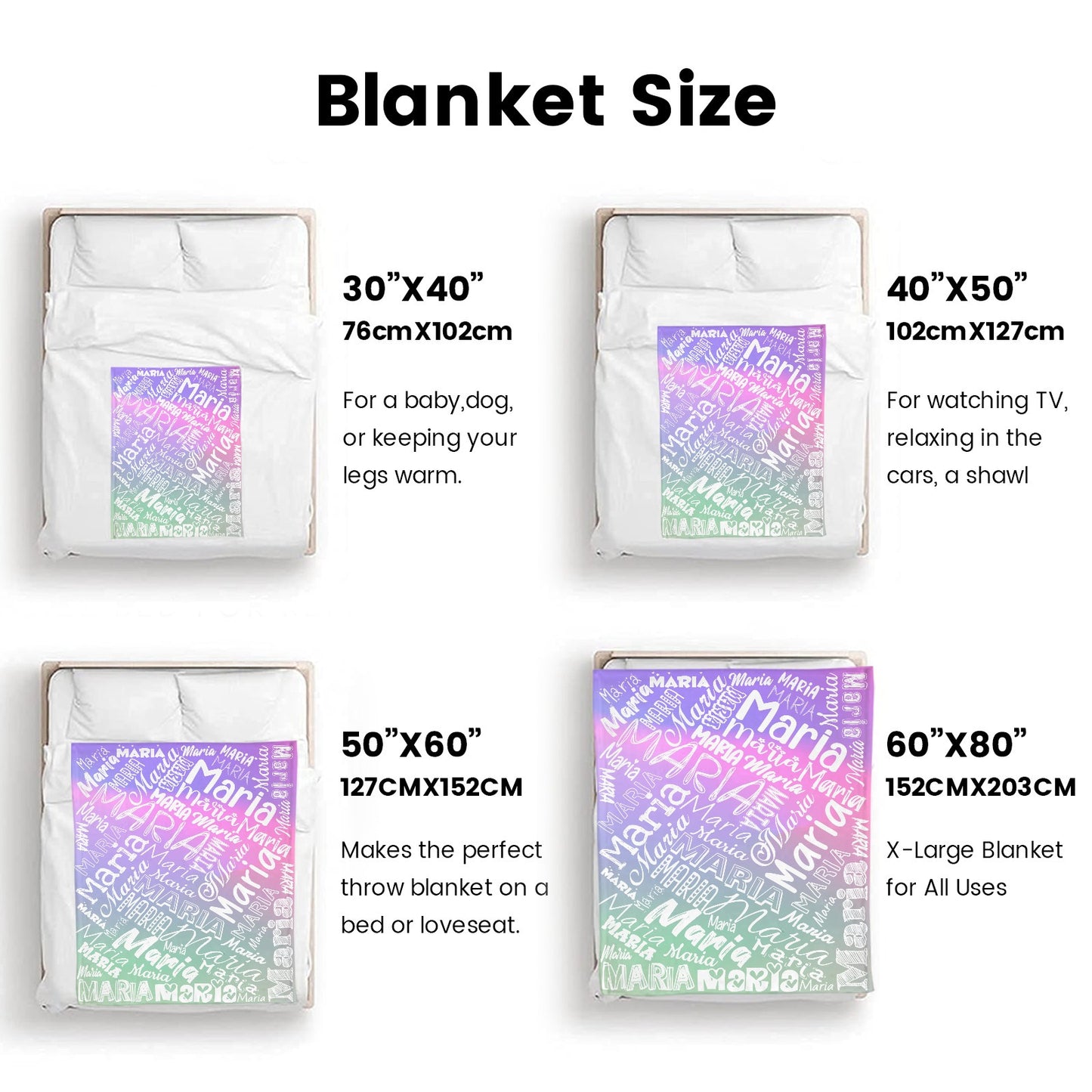 Gradient Flannel Blanket Name Blanket Personalized Blanket for Adult Kids Flannel Customize Throw Blanket Custom