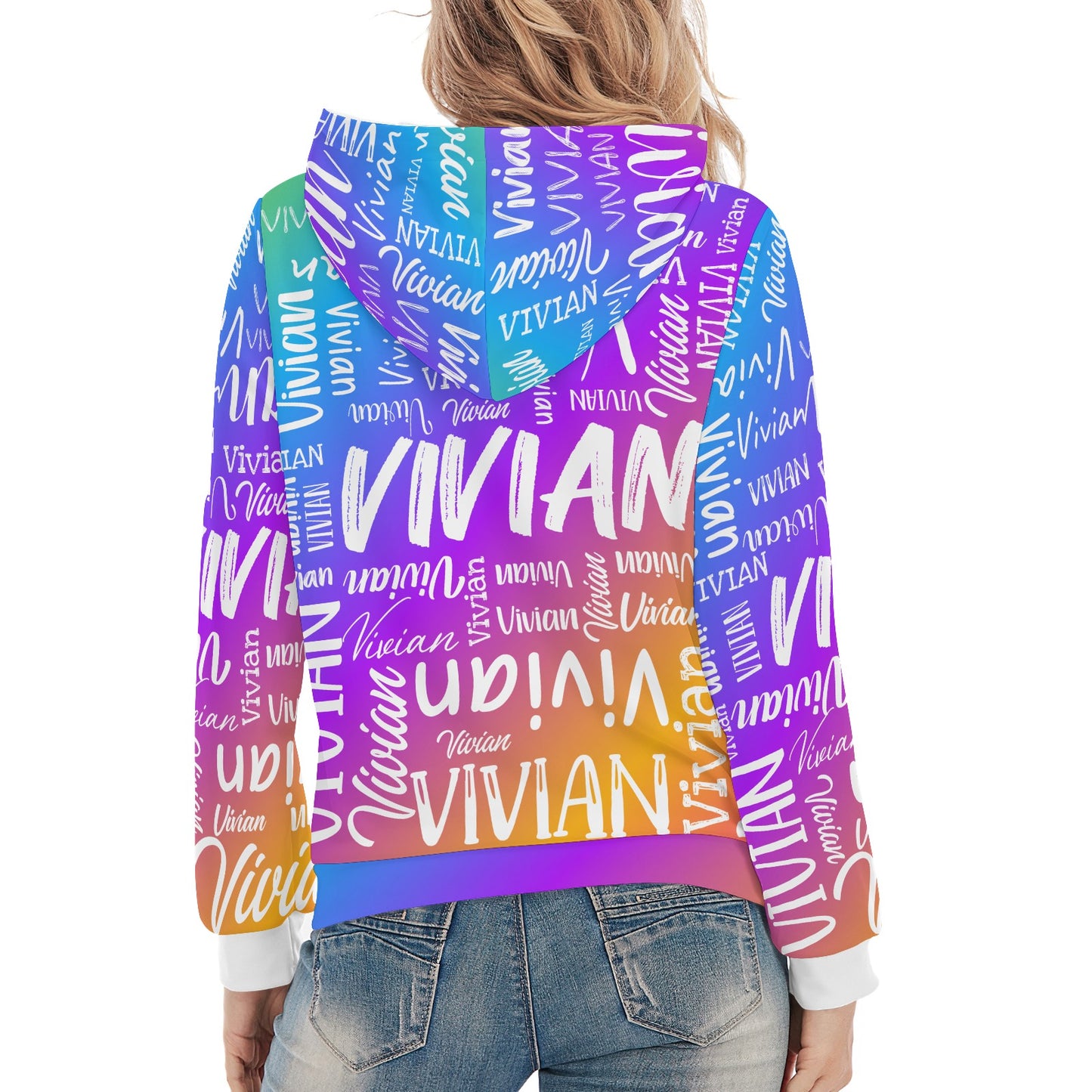 Purple Blue Unisex Heavy Blend Hoodie Customized Hooded Sweatshirt with Name Women and Girl