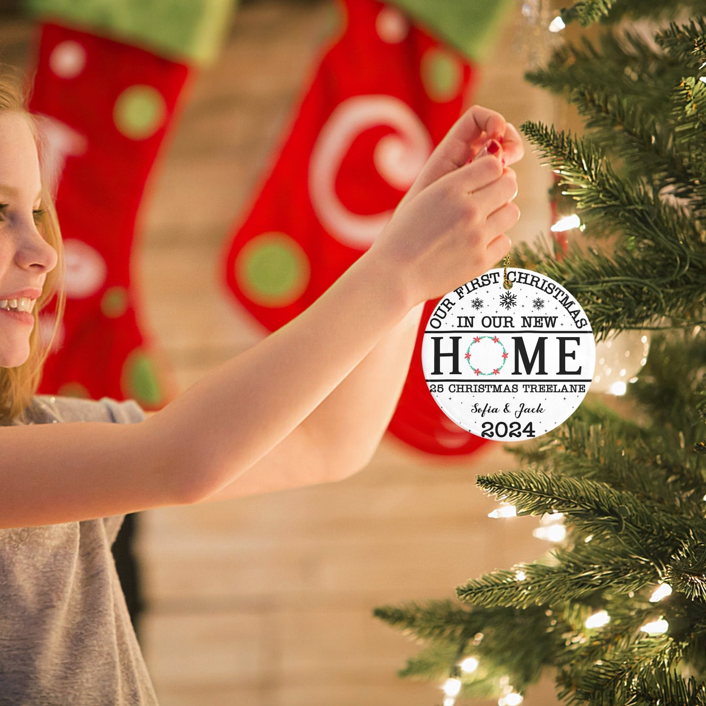 New Home Christmas Ornaments Custom Name Santa Gift