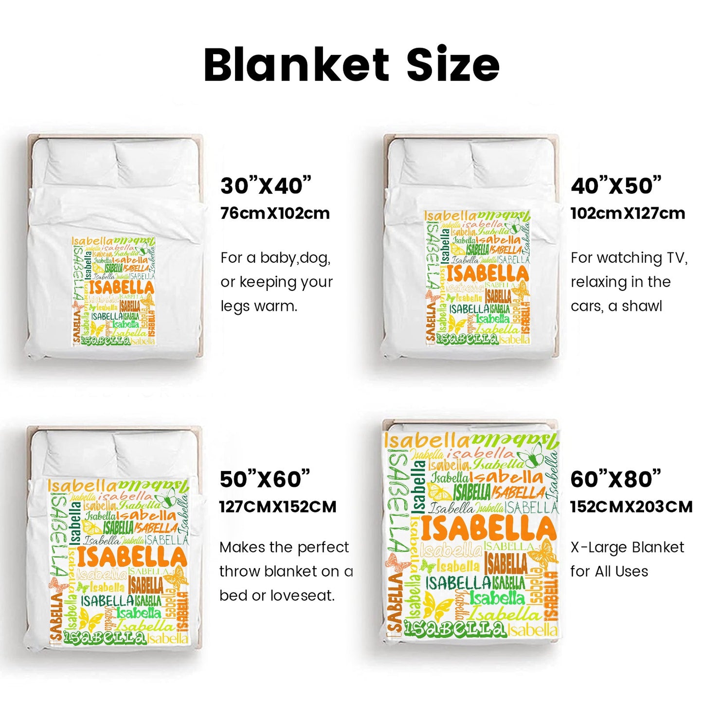 White Flannel Blanket Name Blanket Personalized Blanket for Adult Kids Flannel Customize Throw Blanket Custom