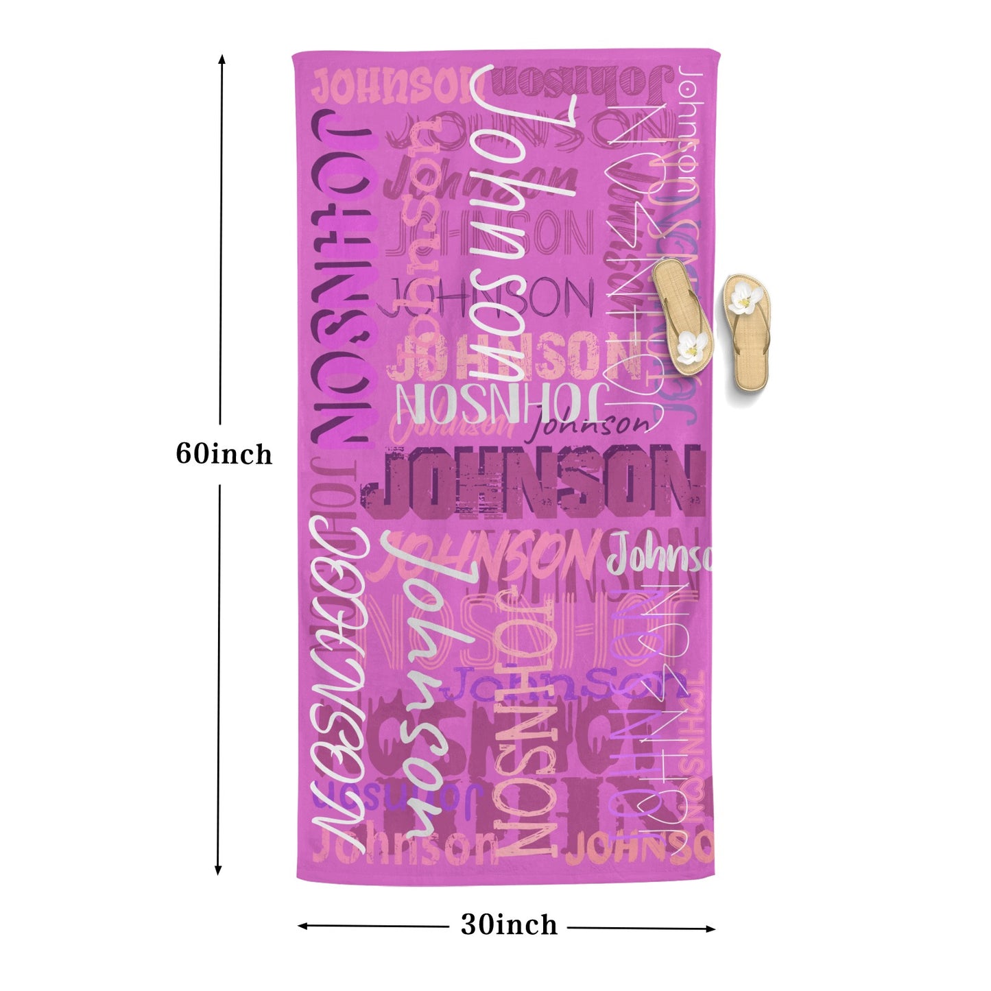Light Purple Beach Towel Custom Cotton/Poly Blend Pool Towel - Blue - Personalize with Your Name - Standard Size