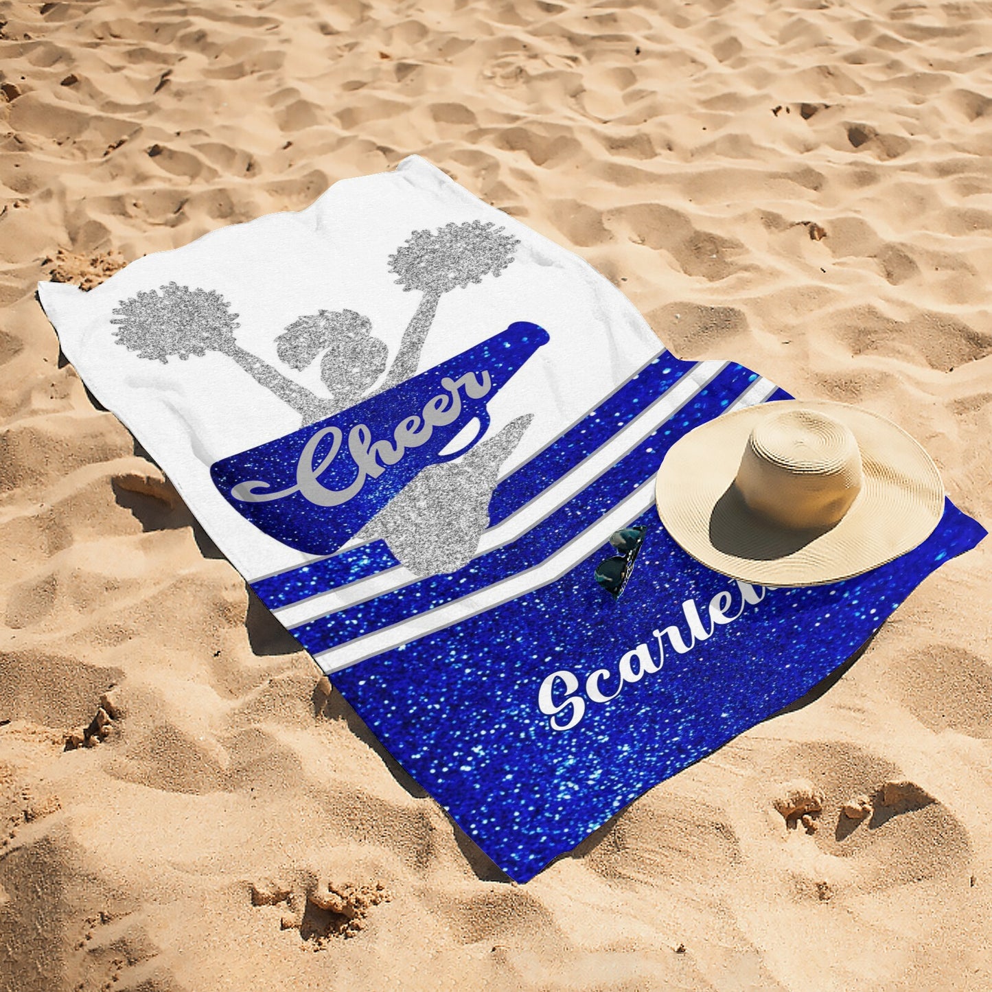 Blue Cheer Beach Towel Custom Cotton/Poly Blend Pool Towel - Blue - Personalize with Your Name - Standard Size
