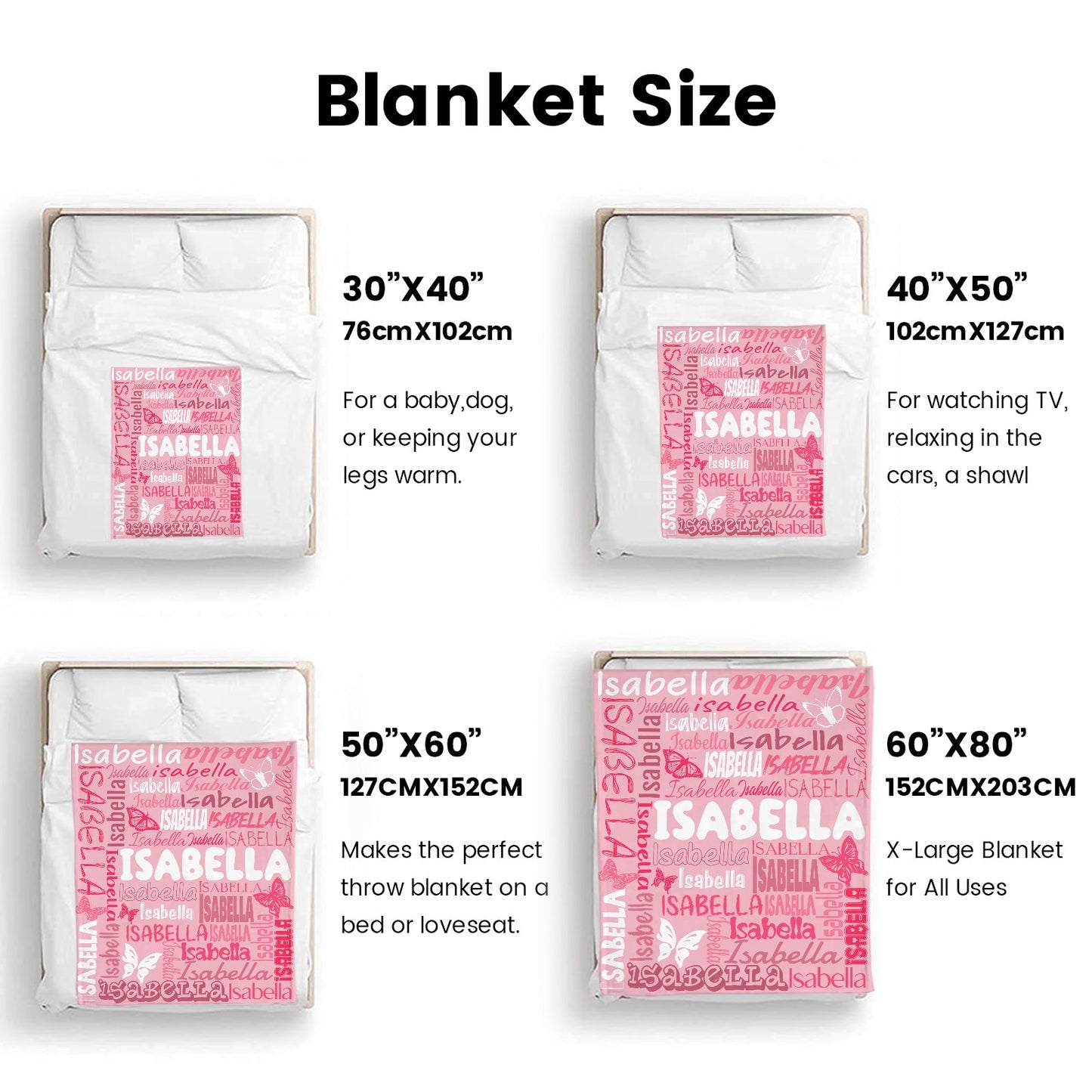 Pink Flannel Blanket Name Blanket Personalized Blanket for Adult Kids Flannel Customize Throw Blanket Custom