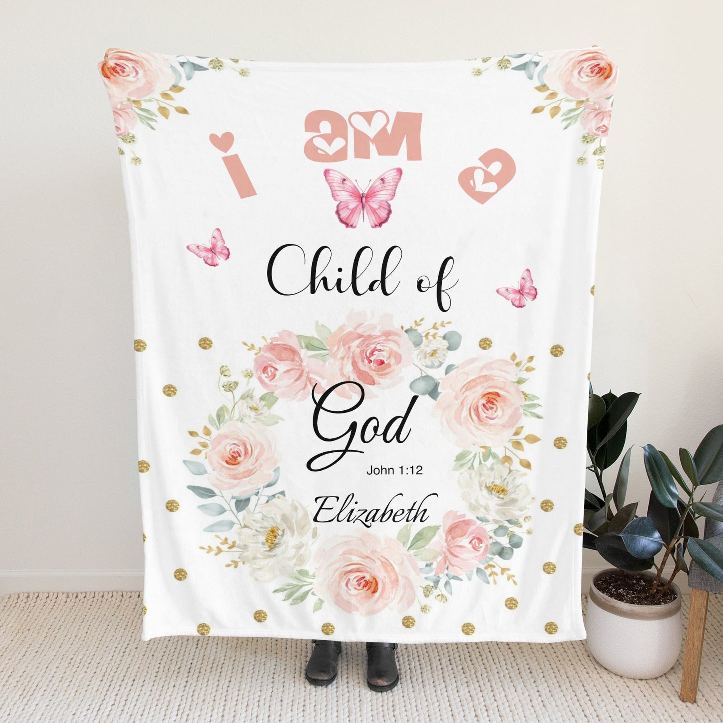 I Am A Child of God Flannel Blanket Custom Name Blanket Gift for Men Women
