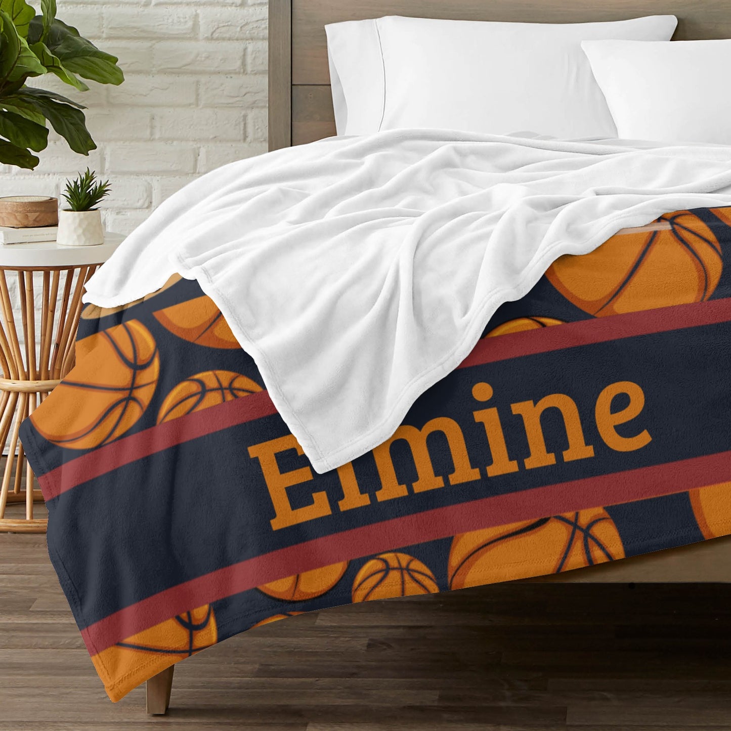 Basketball Boy Flannel Blanket Custom Name Blanket Gift for Men Women
