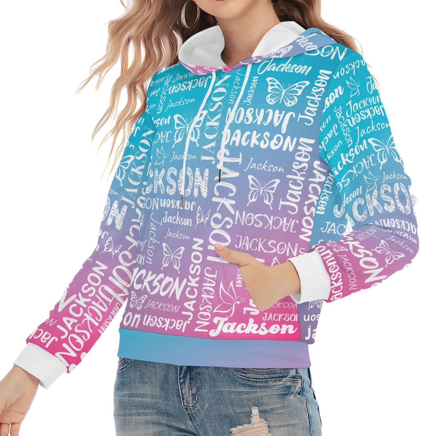 Pink Blue Unisex Heavy Blend Hoodie Custom Hoodie Design Your Own Personalized Hoodies for Women