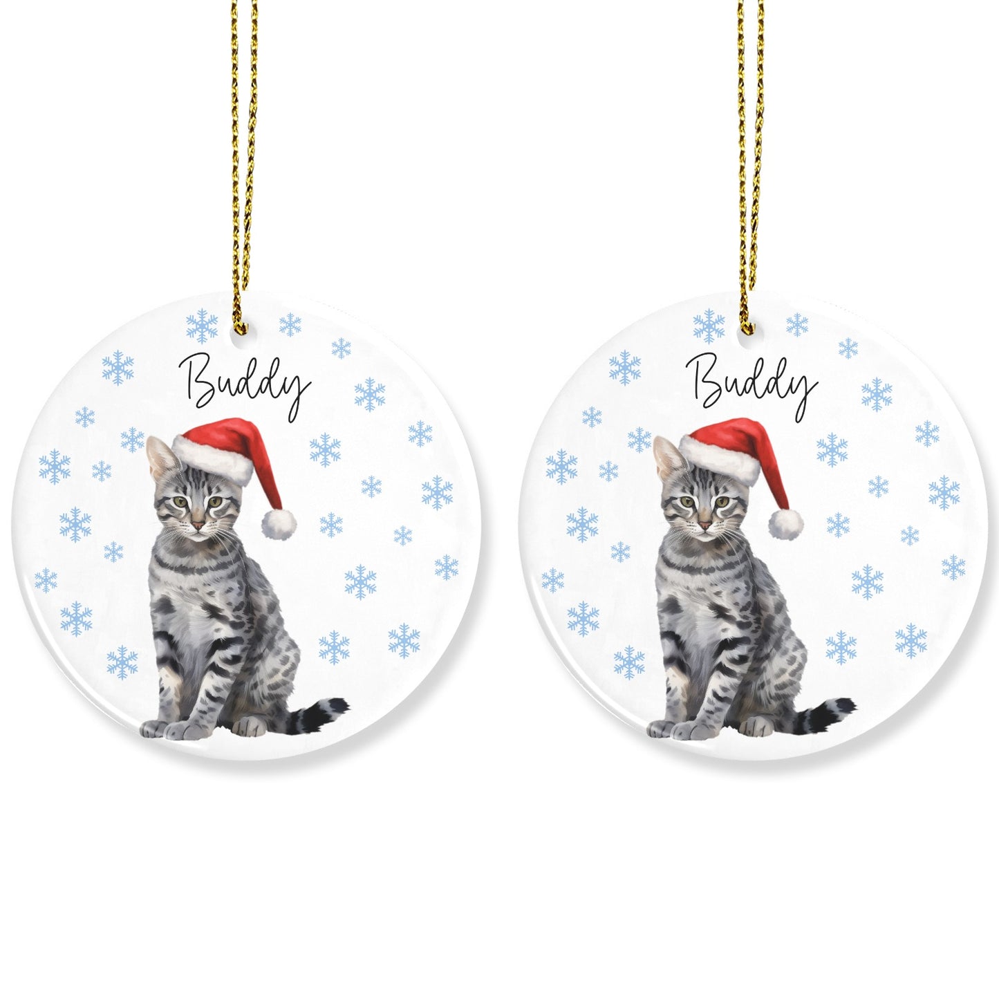 Cat Christmas Ornaments Custom Name Santa Gift