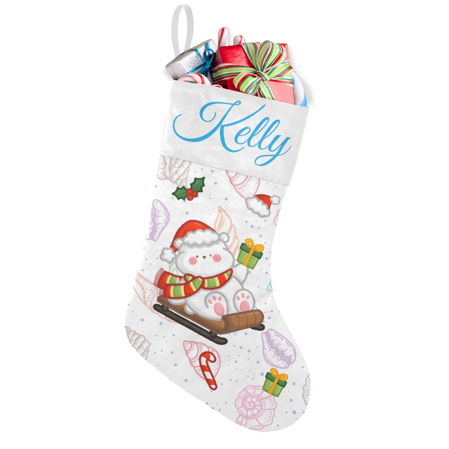 Polar Bear Christmas Stocking Custom Name Santa Socks Gift