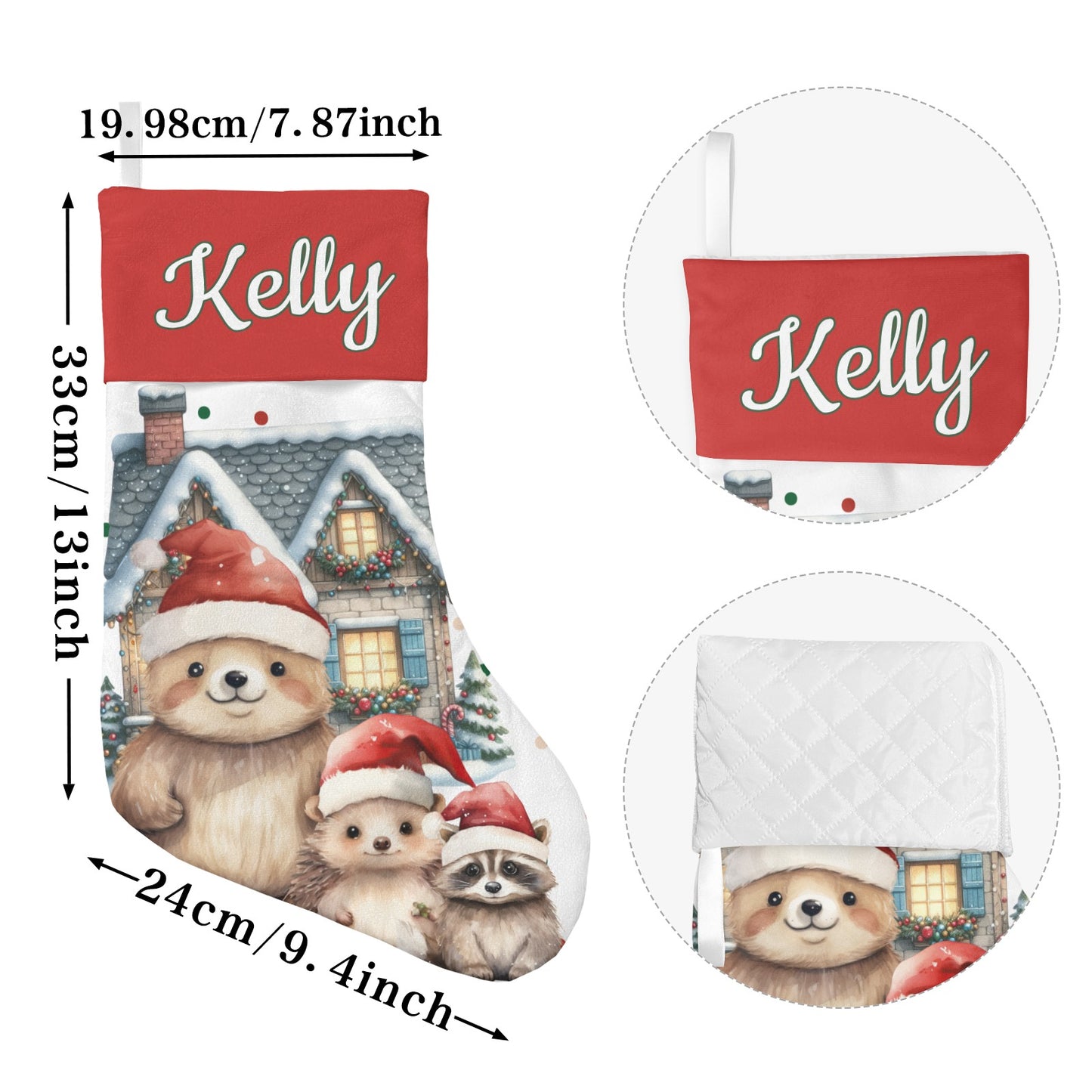 Hedgehog Christmas Stocking Custom Name Santa Socks Gift