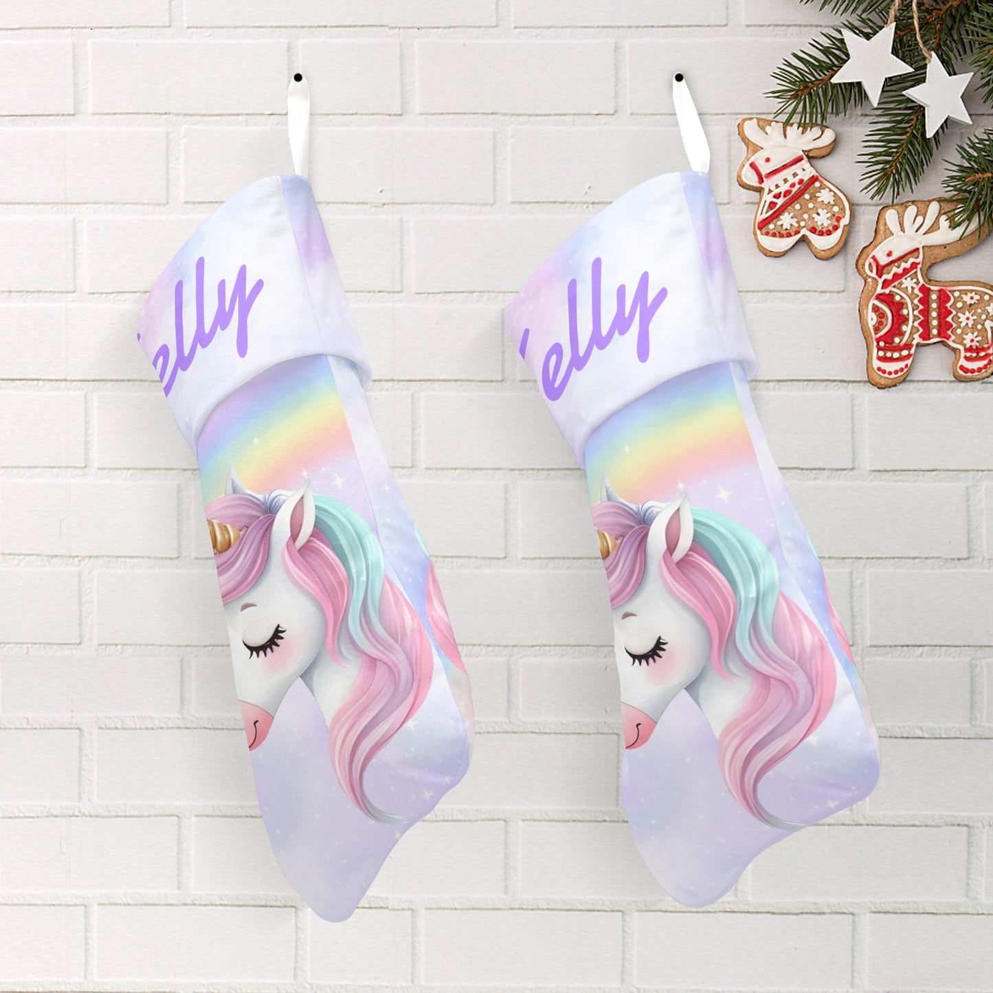 Unicorn Christmas Stocking Custom Name Santa Socks Gift