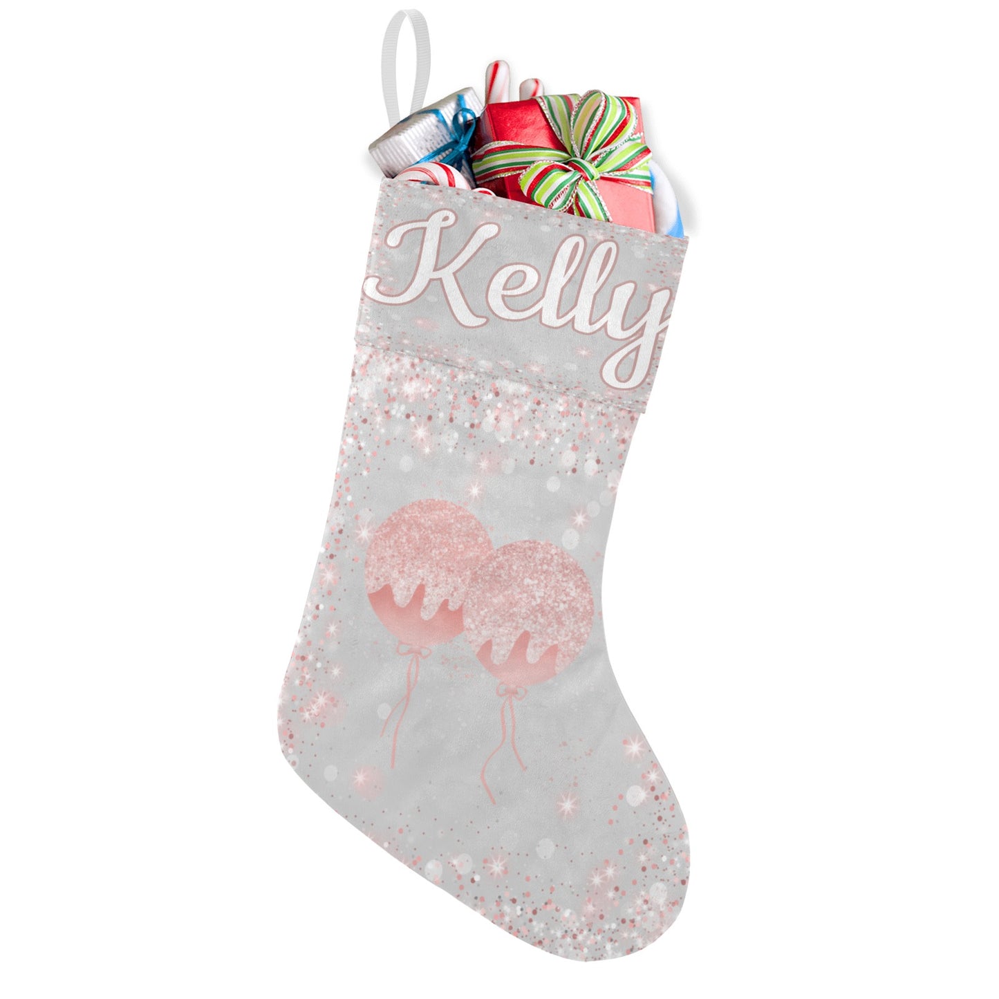 Sequin Christmas Stocking Custom Name Santa Socks Gift