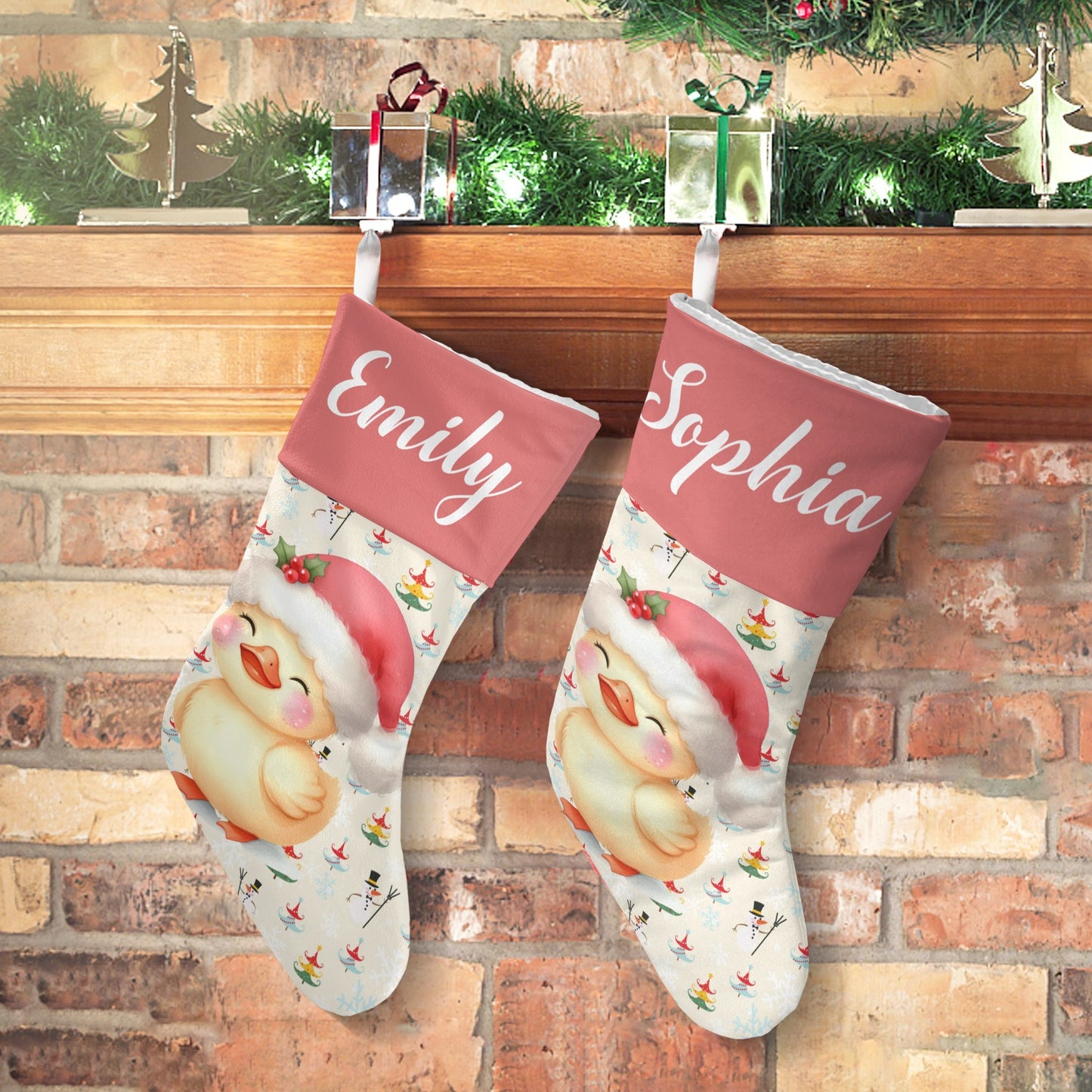 Christmas Duck Christmas Stocking Custom Name Christmas Socks Gift