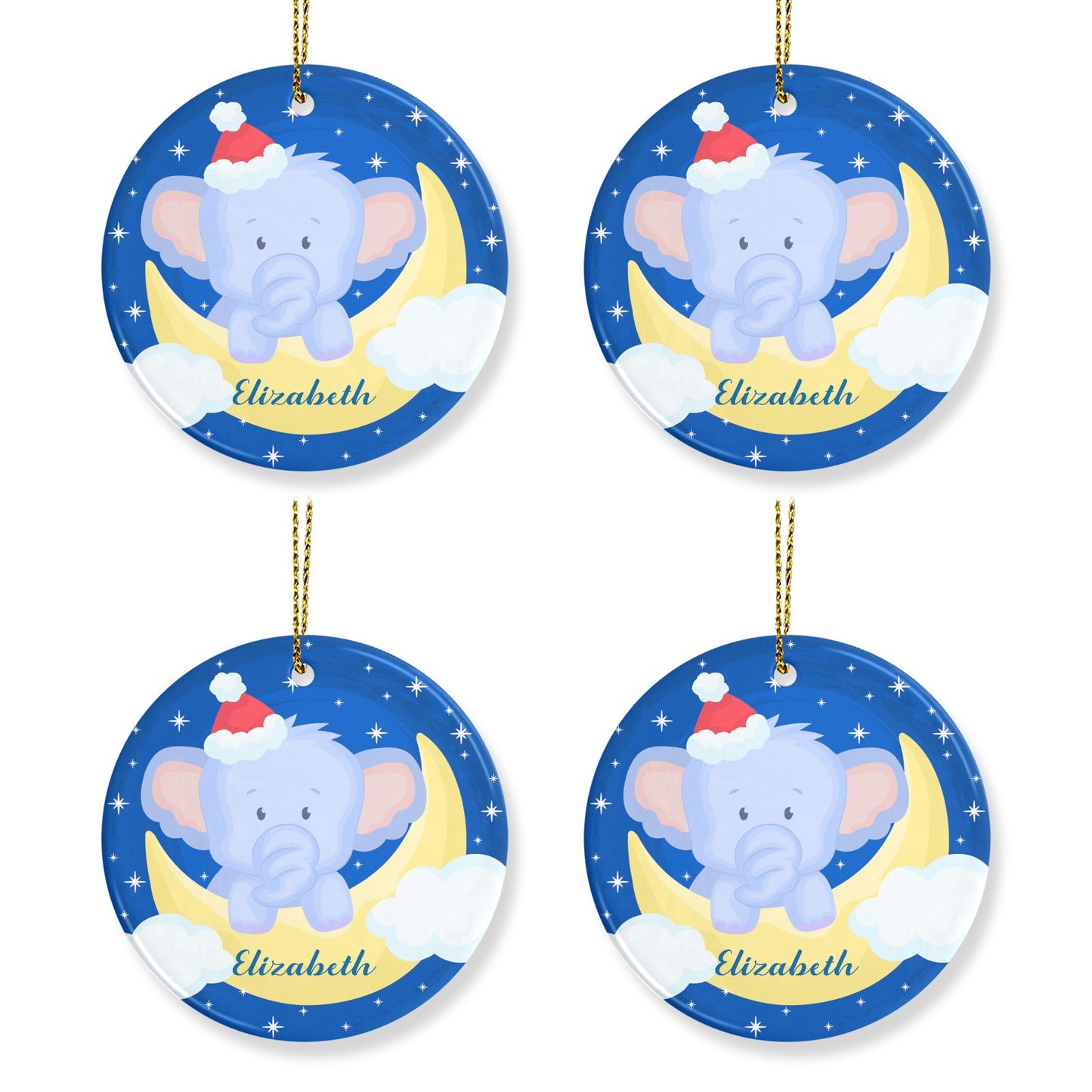 Baby Elephant Christmas Ornaments Custom Name Santa Gift