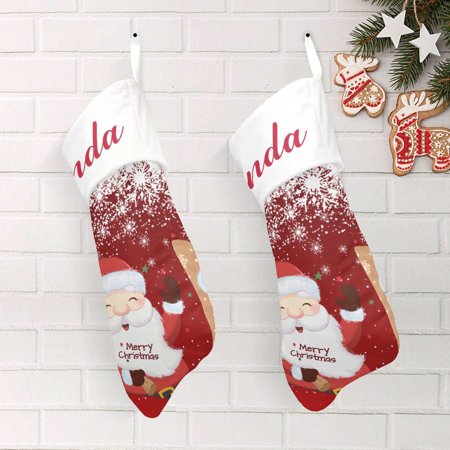 Santa Claus Christmas Stocking Custom Name Christmas Socks Gift