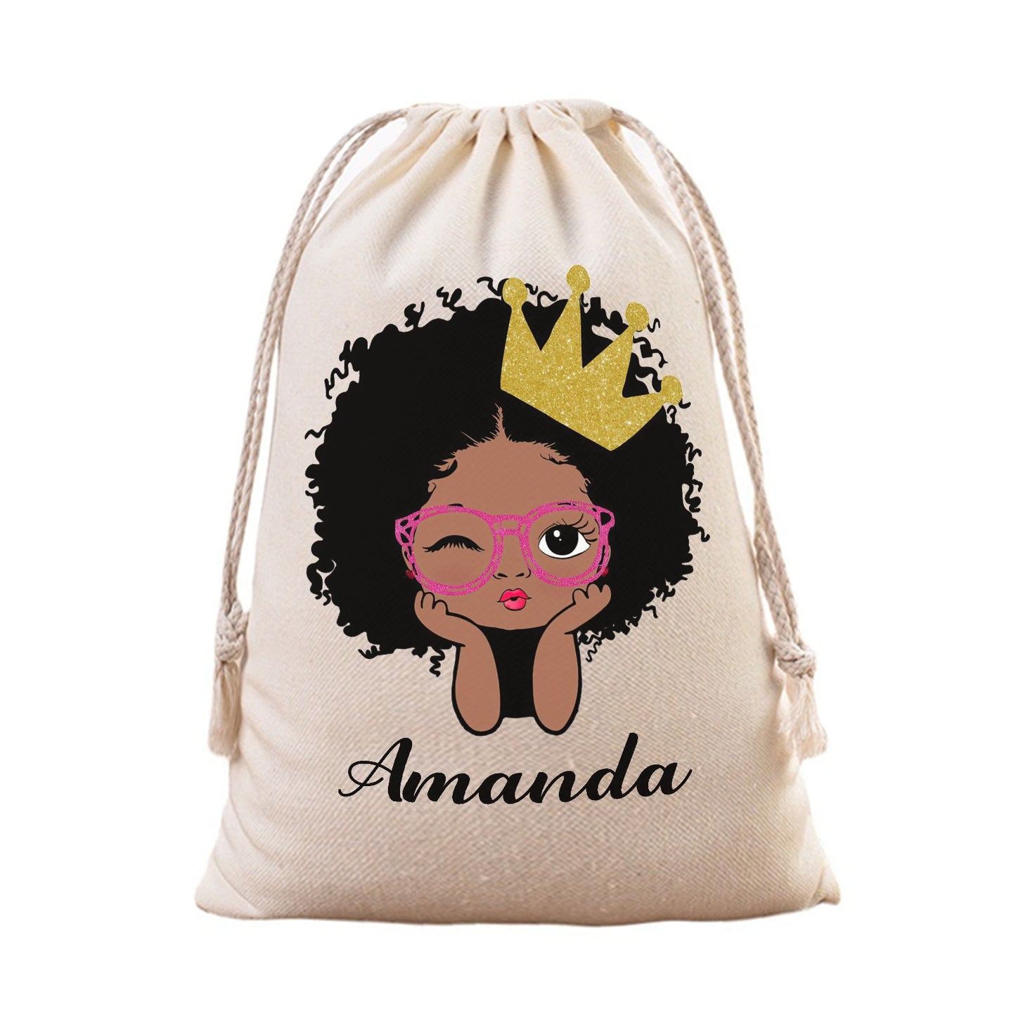 African Girl Christmas Gift Bag Custom Santa Gift Bags your Name