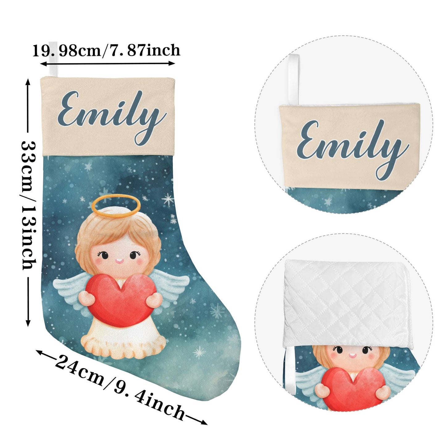Angel Christmas Stocking Custom Name Christmas Socks Gift