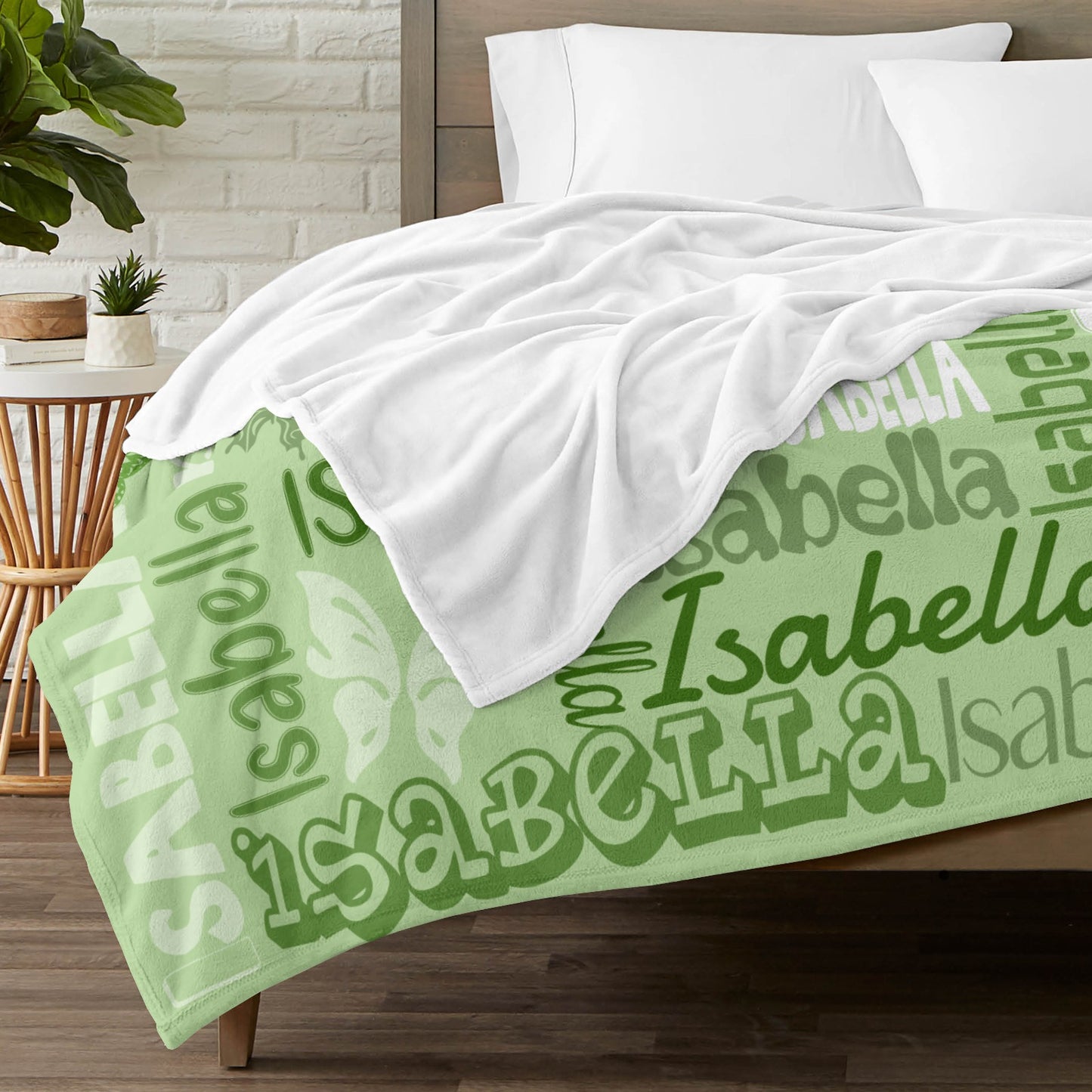 Light Green Flannel Blanket Name Blanket Personalized Blanket for Adult Kids Flannel Customize Throw Blanket Custom