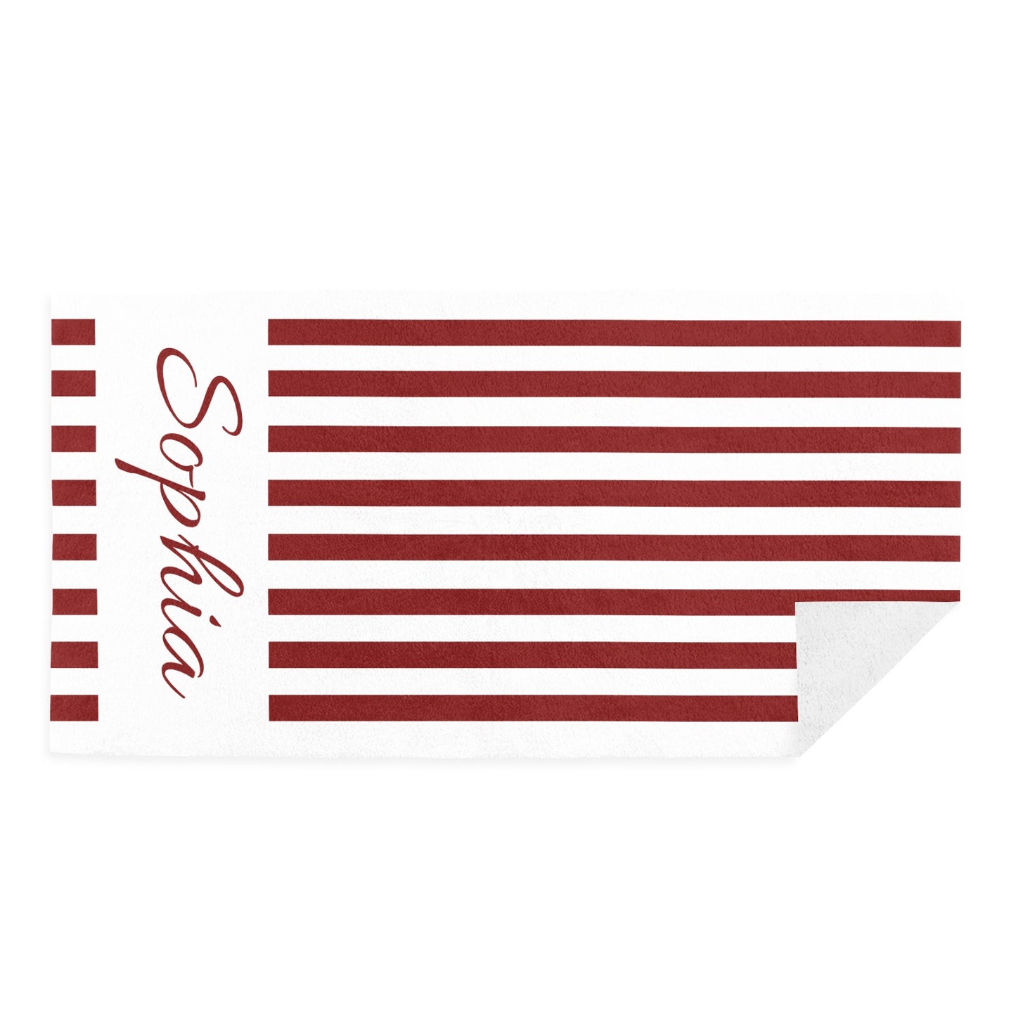 Red Stripe Beach Towel Custom Cotton/Poly Blend Pool Towel - Blue - Personalize with Your Name - Standard Size