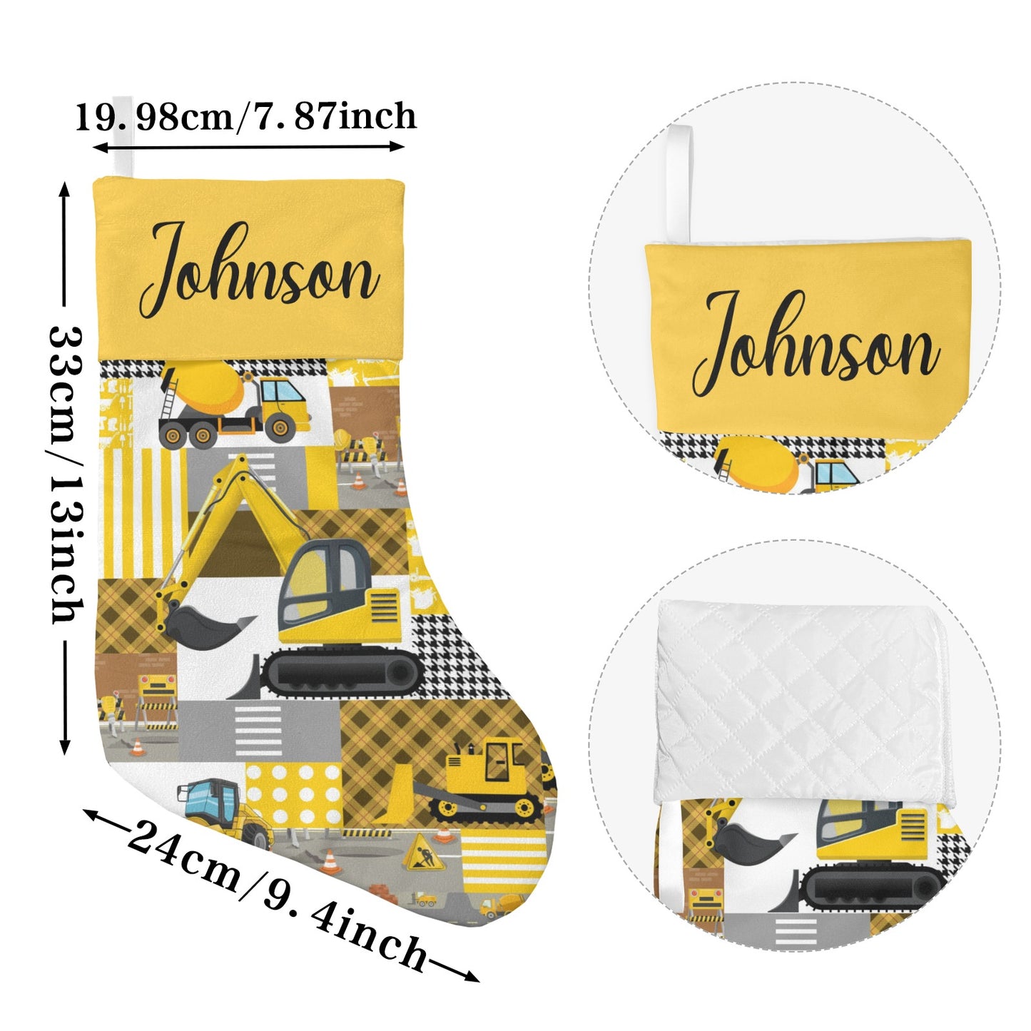 Truck Tractor Christmas Stocking Custom Name Christmas Socks Gift