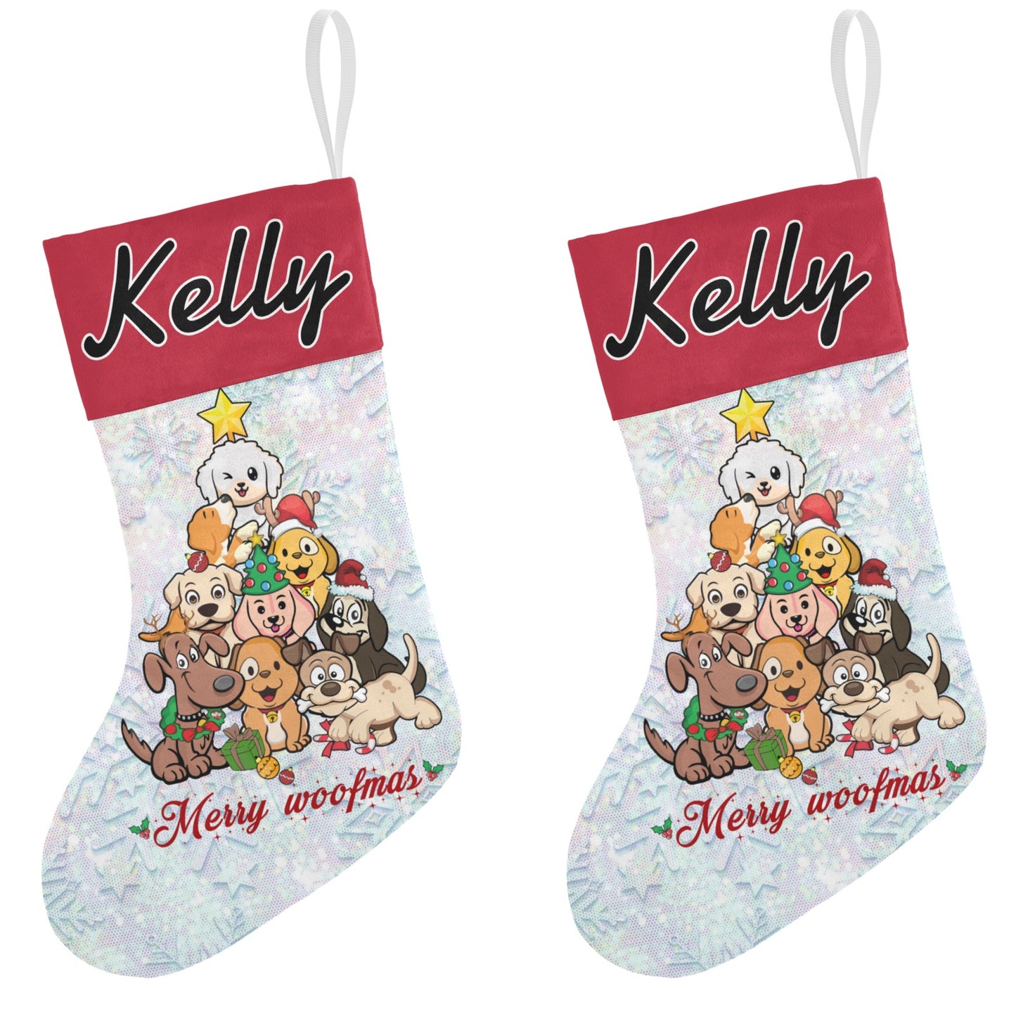 Dogs Christmas Stocking Custom Name Santa Socks Gift