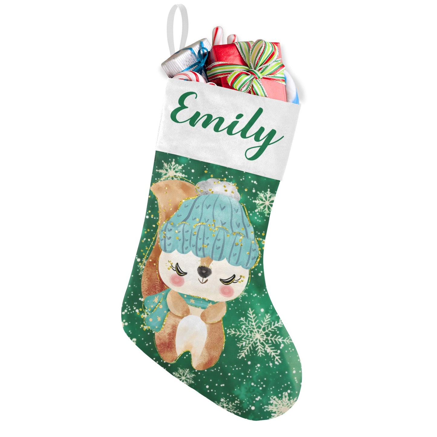 Snowflake Fox Christmas Stocking Custom Name Christmas Socks Gift