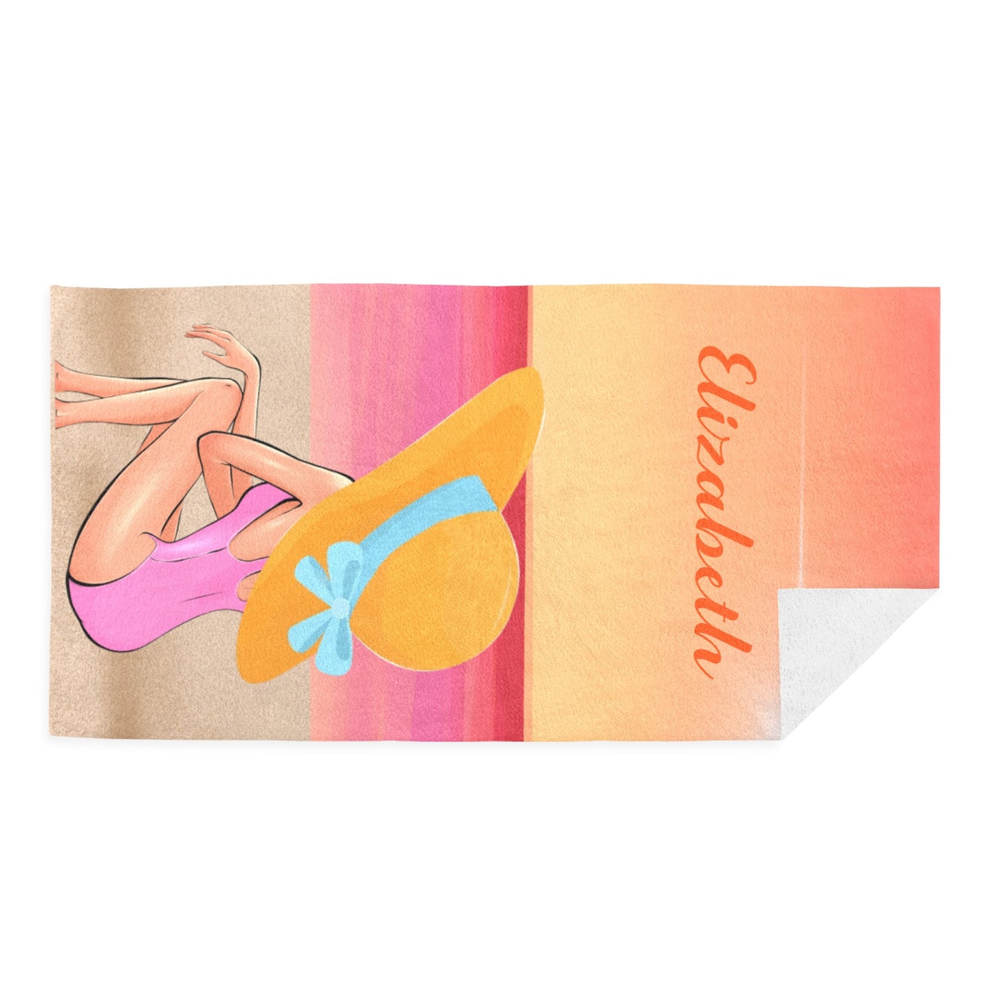 Beach Girl Beach Towel Custom Cotton/Poly Blend Pool Towel - Blue - Personalize with Your Name - Standard Size
