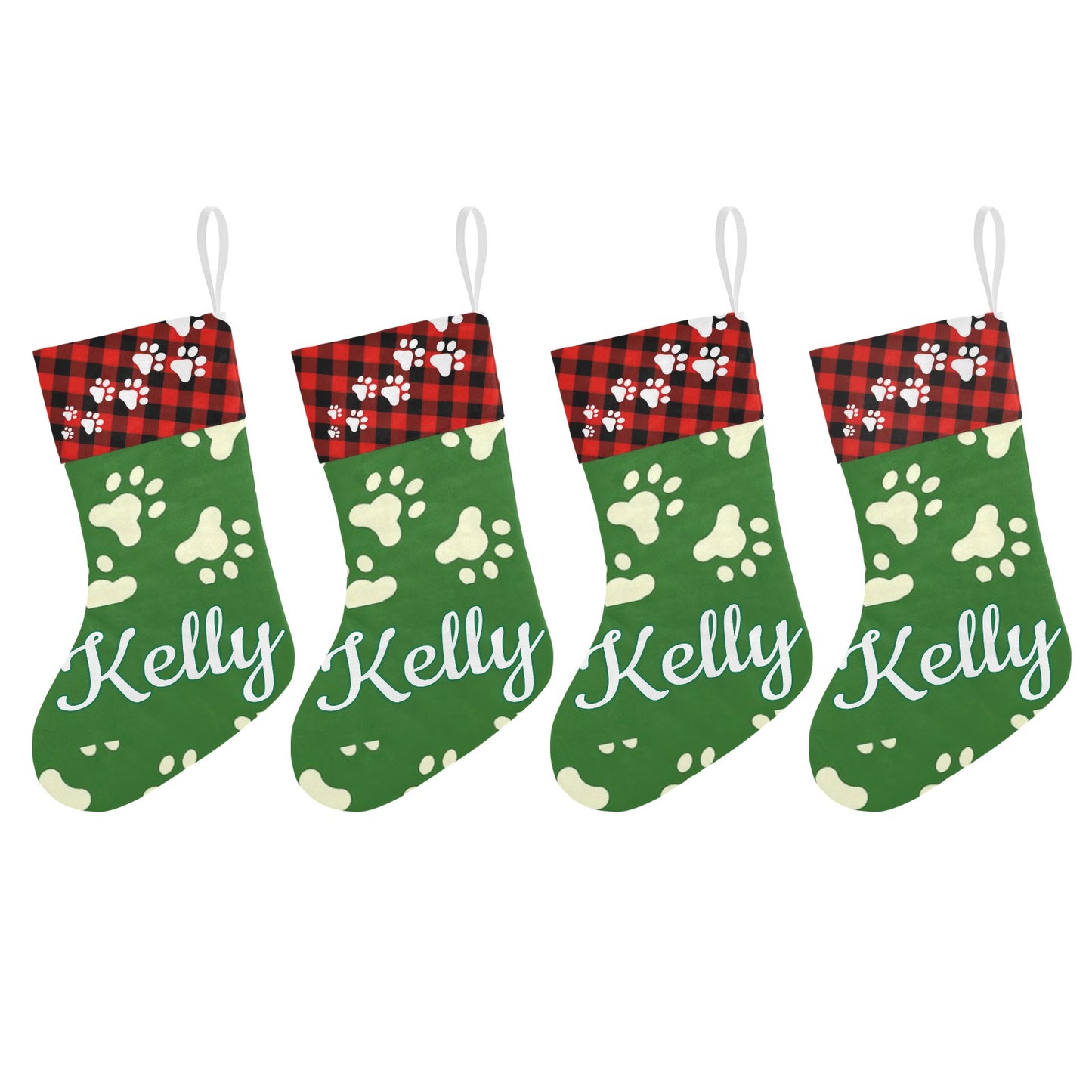Dog Footprints Christmas Stocking Custom Name Santa Socks Gift
