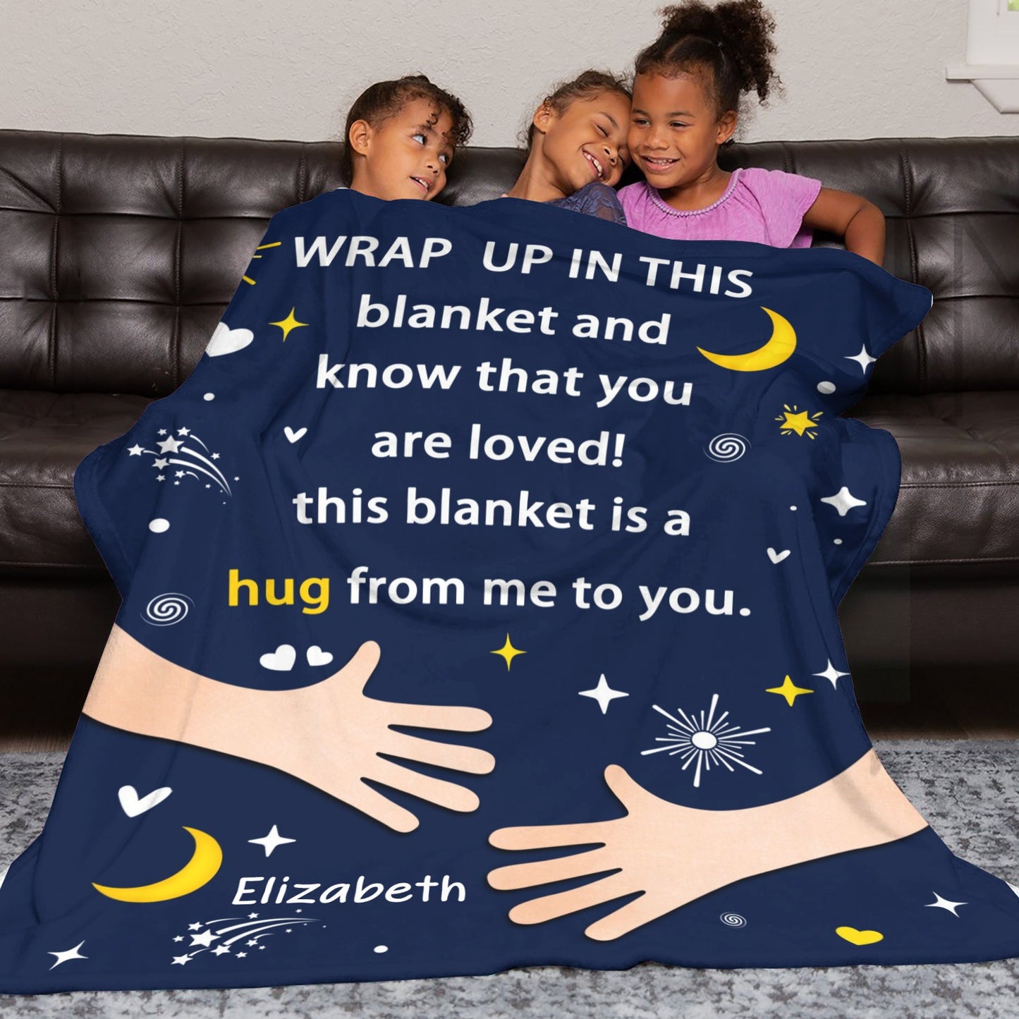 Hug Healing Flannel Blanket Custom Name Blanket Gift for Men Women