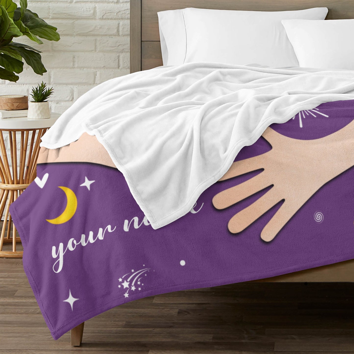 Purple Flannel Blanket Custom Name Blanket Gift for Men Women