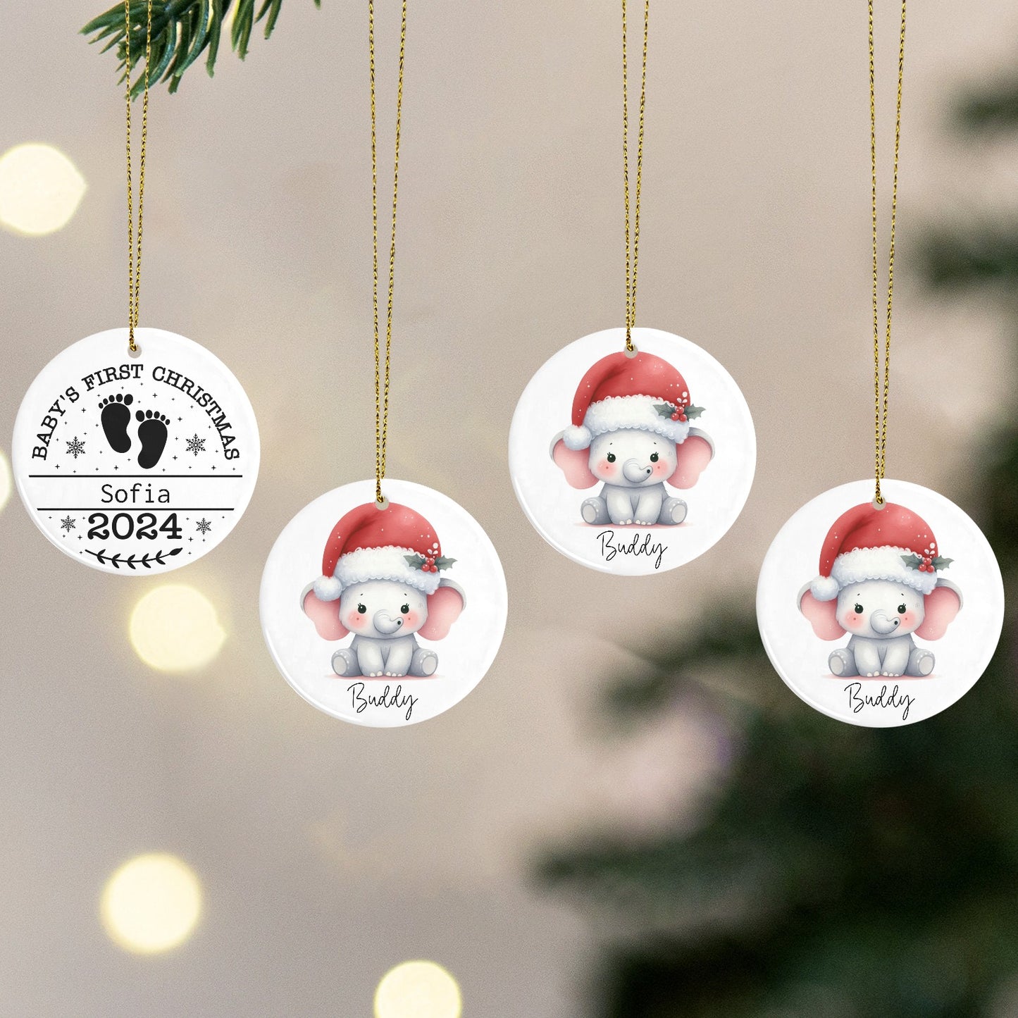 baby Christmas Ornaments Custom Name Santa Gift