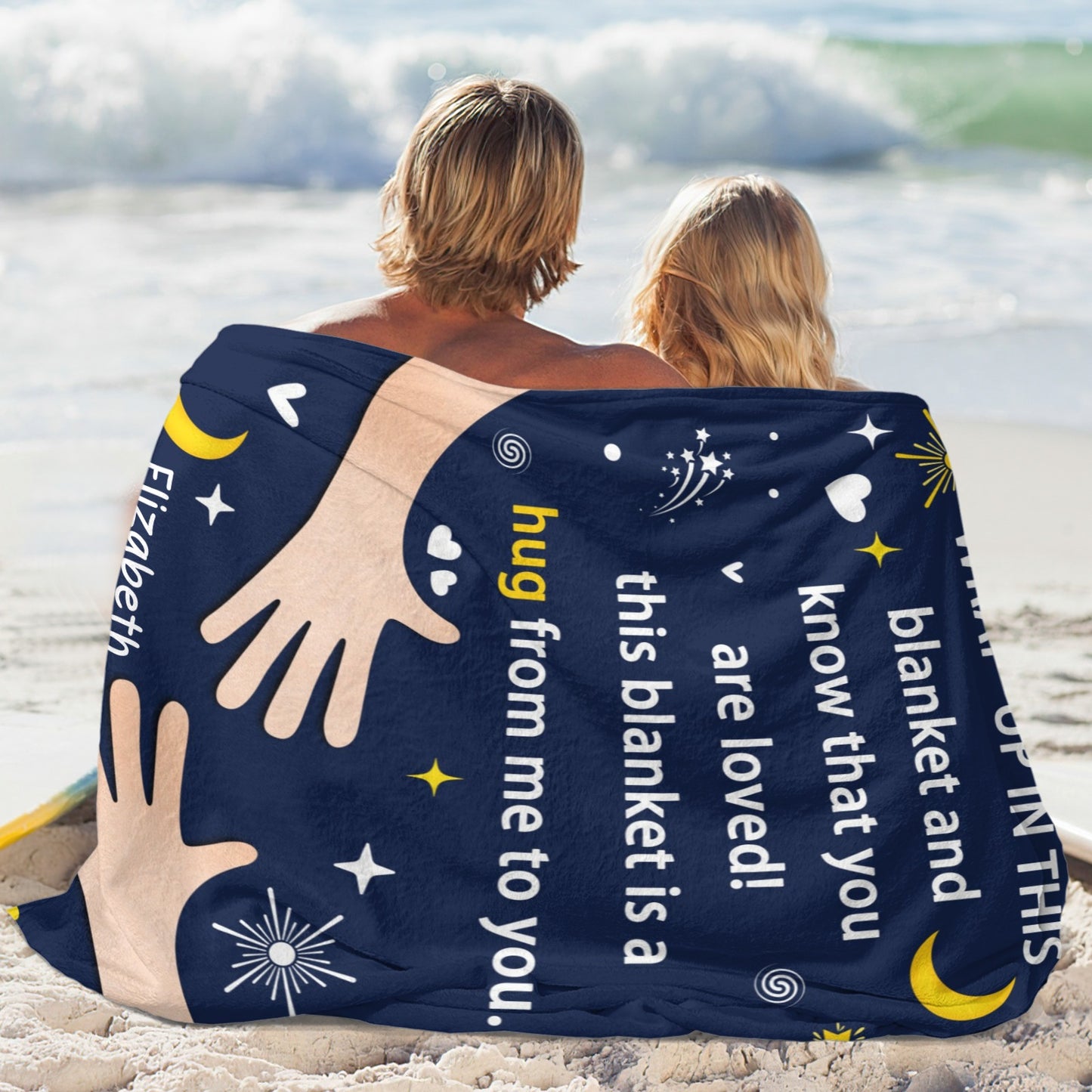 Hug Healing Flannel Blanket Custom Name Blanket Gift for Men Women