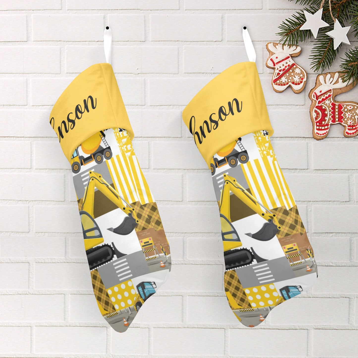 Truck Tractor Christmas Stocking Custom Name Christmas Socks Gift