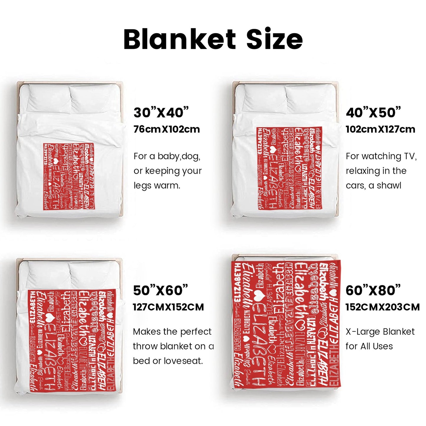Red Flannel Blanket Name Blanket Personalized Blanket for Adult Kids Flannel Customize Throw Blanket Custom