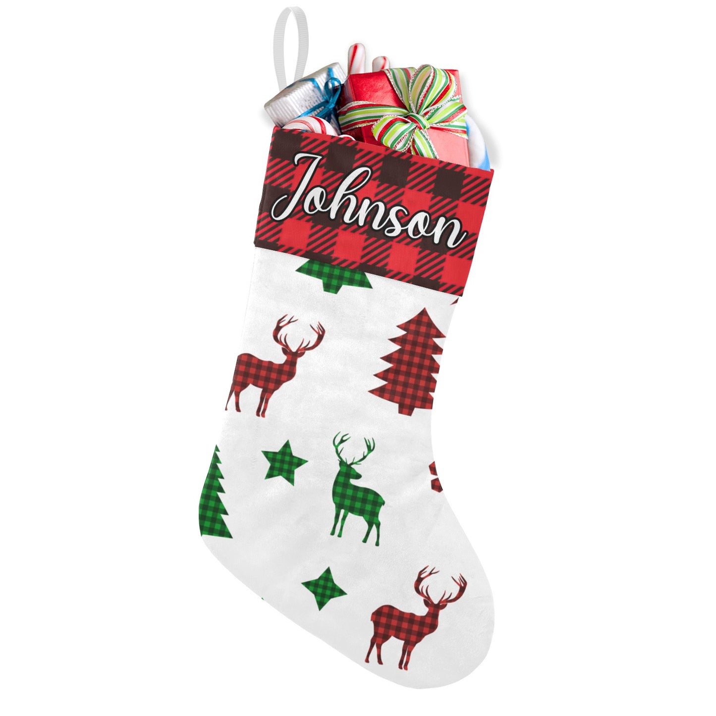 Deer Christmas Stocking Custom Name Christmas Socks Gift