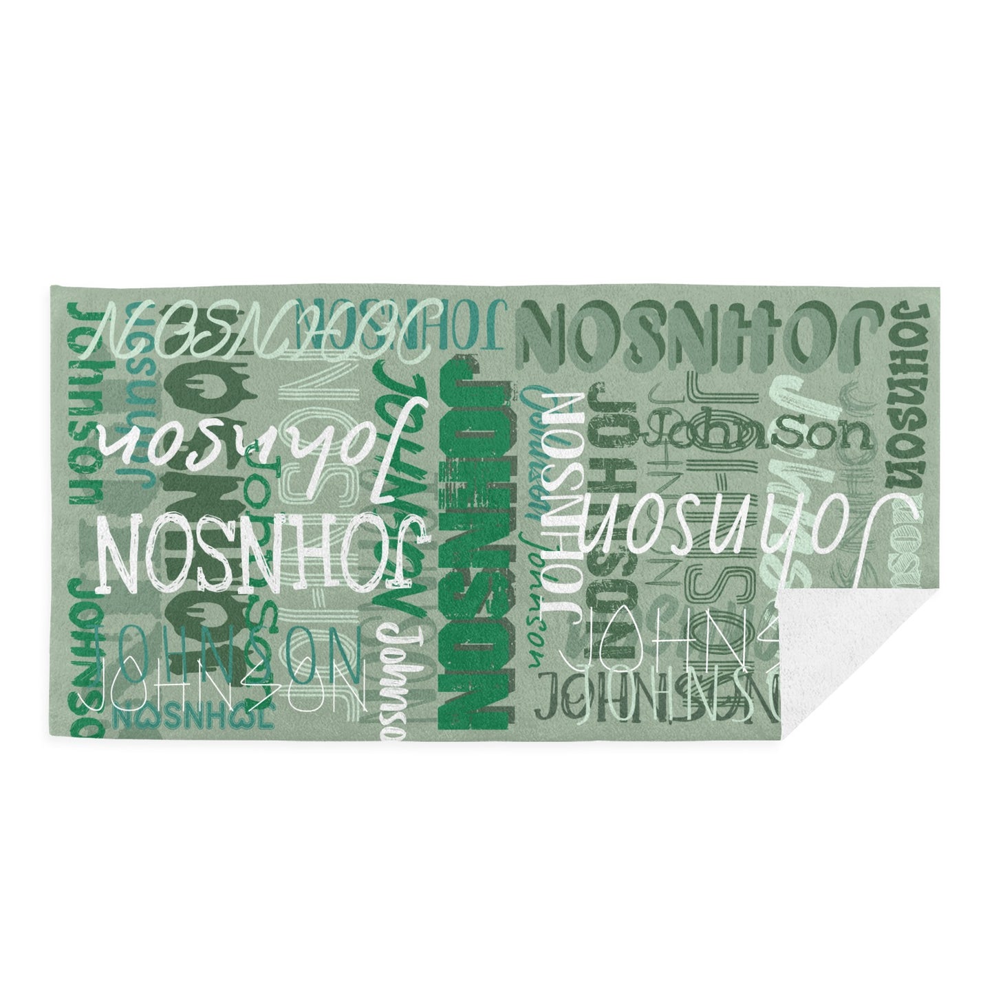 Green Beach Towel Custom Cotton/Poly Blend Pool Towel - Blue - Personalize with Your Name - Standard Size