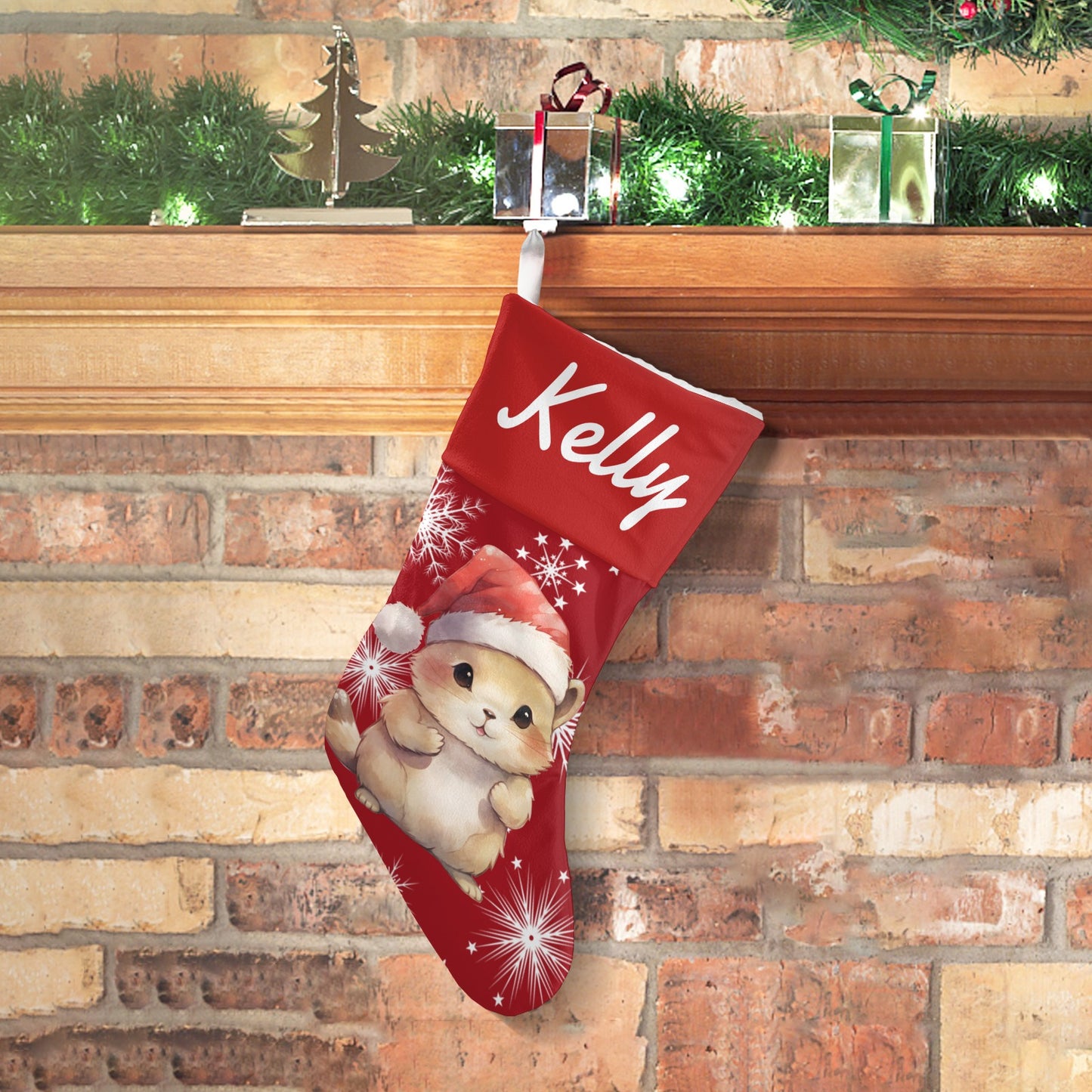 Red Hamster Christmas Stocking Custom Name Santa Socks Gift