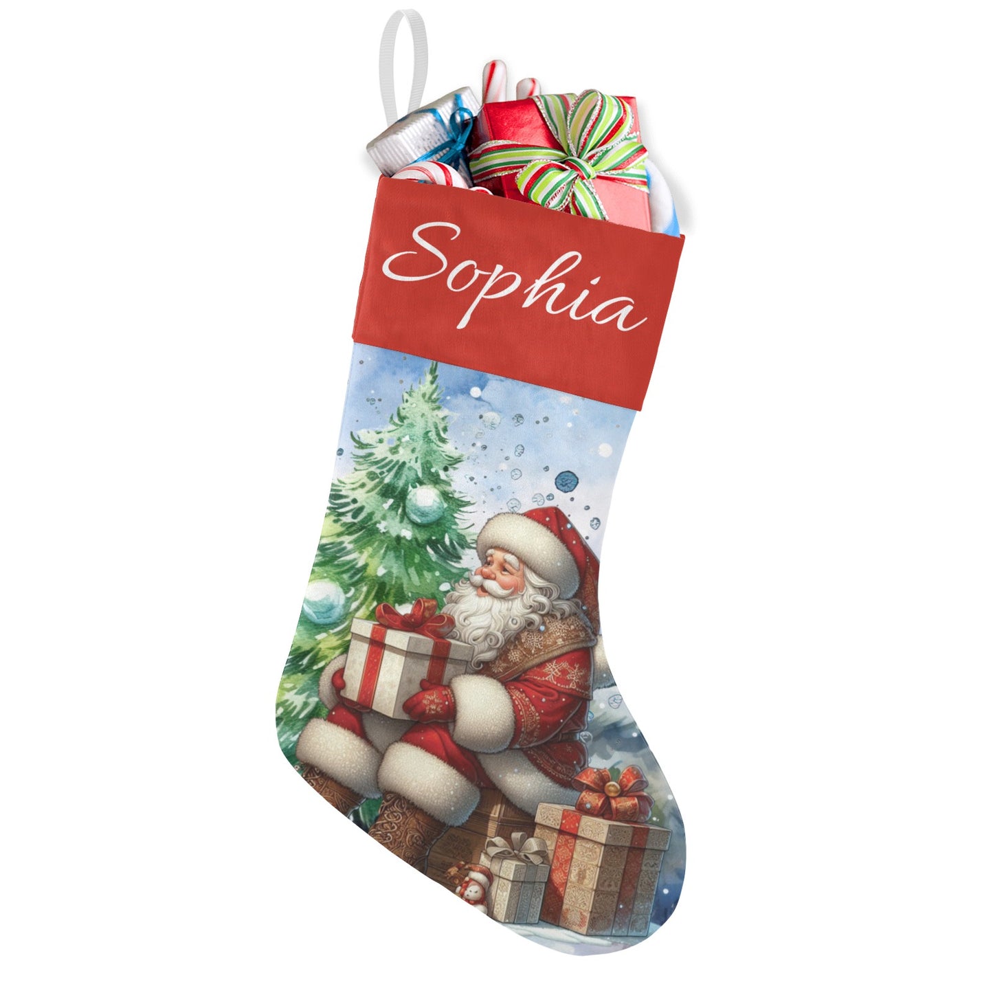 Santa Claus Christmas Stocking Custom Name Santa Socks Gift