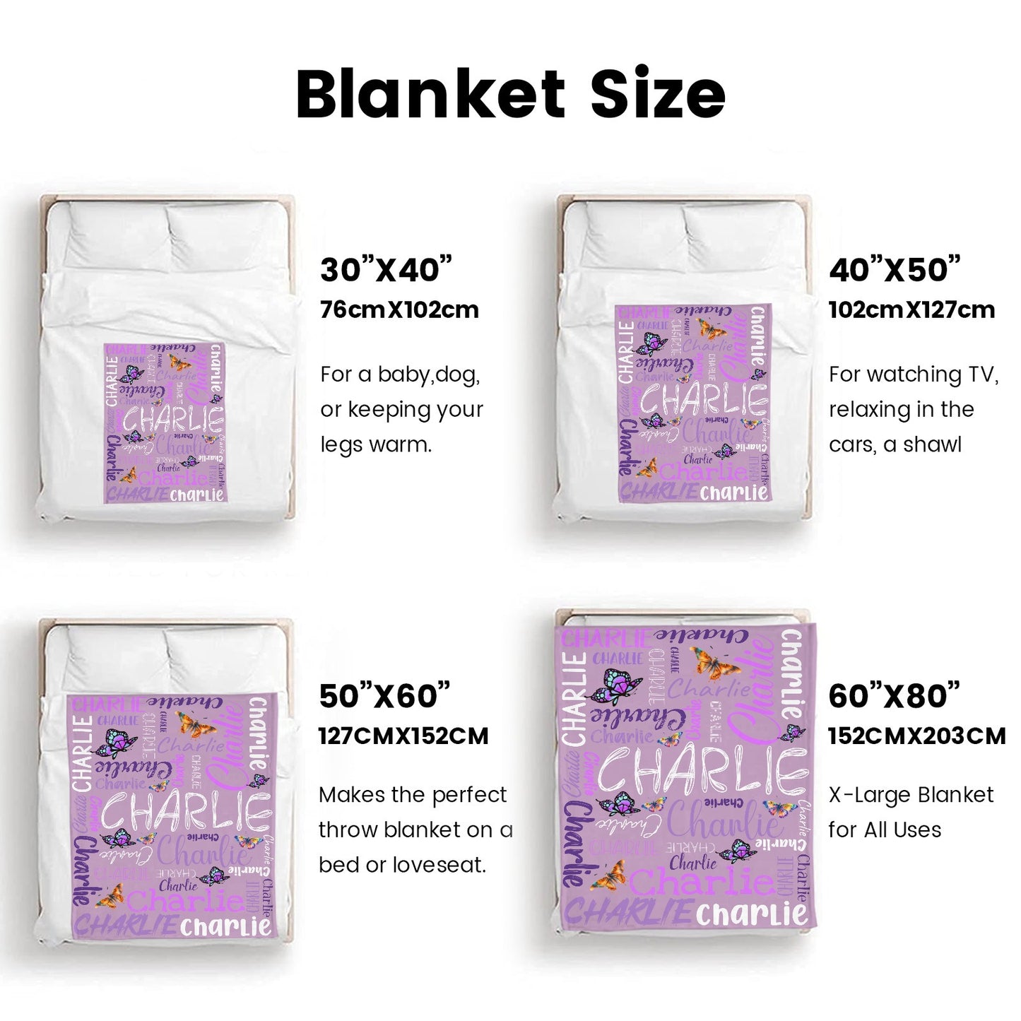 Purple Flannel Blanket Custom Name Blanket Gift for Men Women