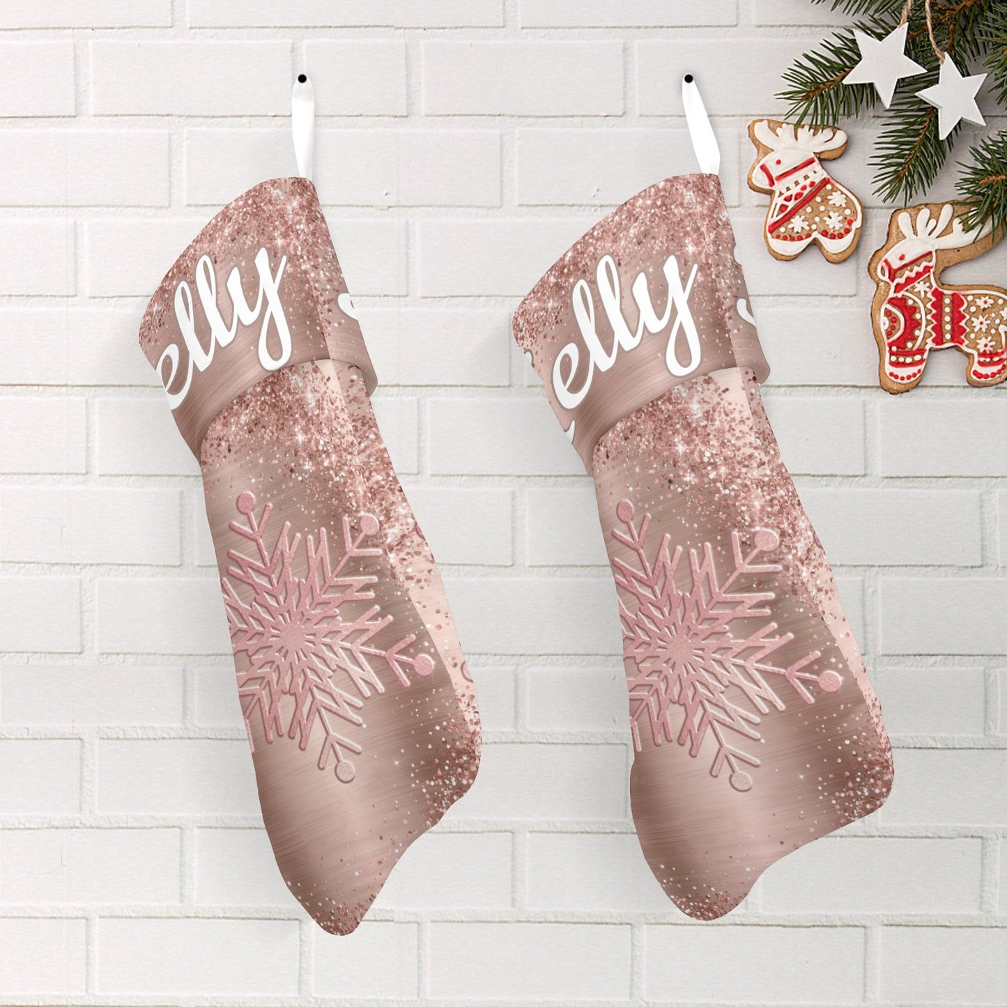 Snow Christmas Stocking Custom Name Santa Socks Gift