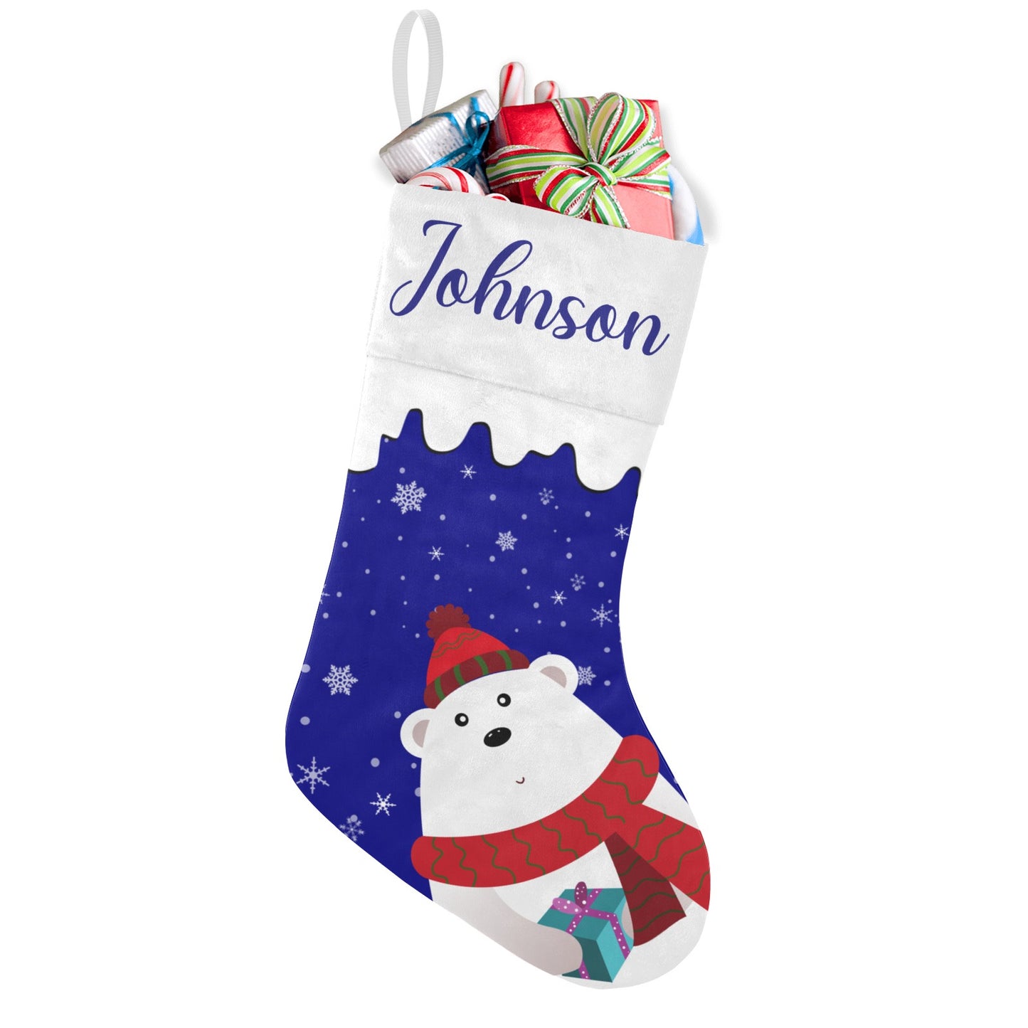 Christmas Bear Christmas Stocking Custom Name Christmas Socks Gift